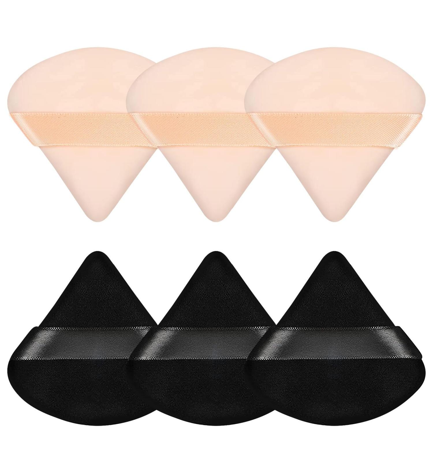Pimoys 6-Piece Soft Velour Puff Makeup Sponges - Perfect for Loose Powder and Foundation Application - Ideal Gift for Women - Black and Flesh - Buy Online on GoSupps.com