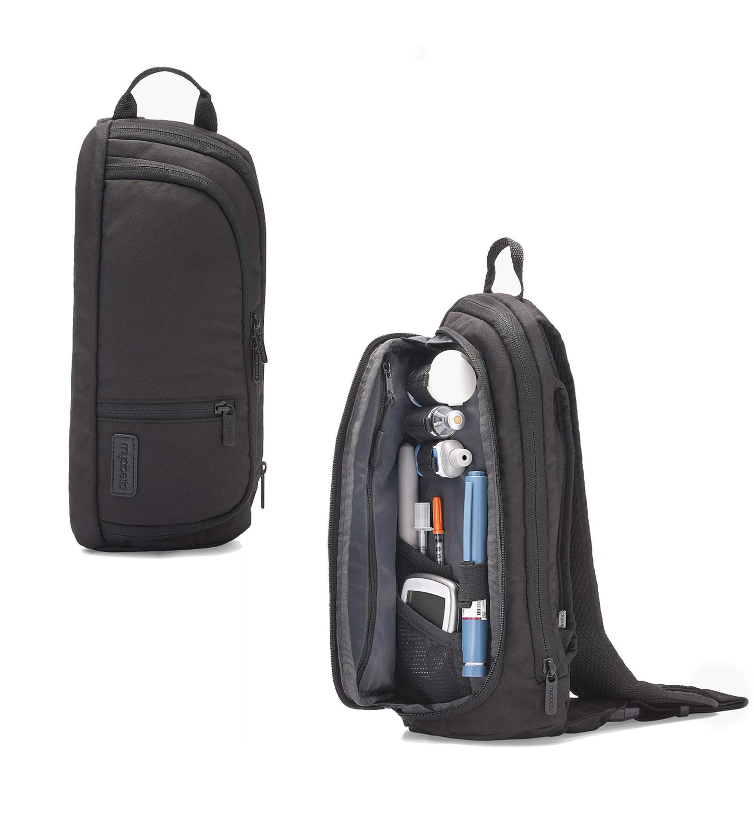 Myabetic Jay Diabetes Sling for Glucose Monitoring System, Insulin Pens, Vials & Glucagon with Insulation Section - Black - Buy Online on GoSupps.com