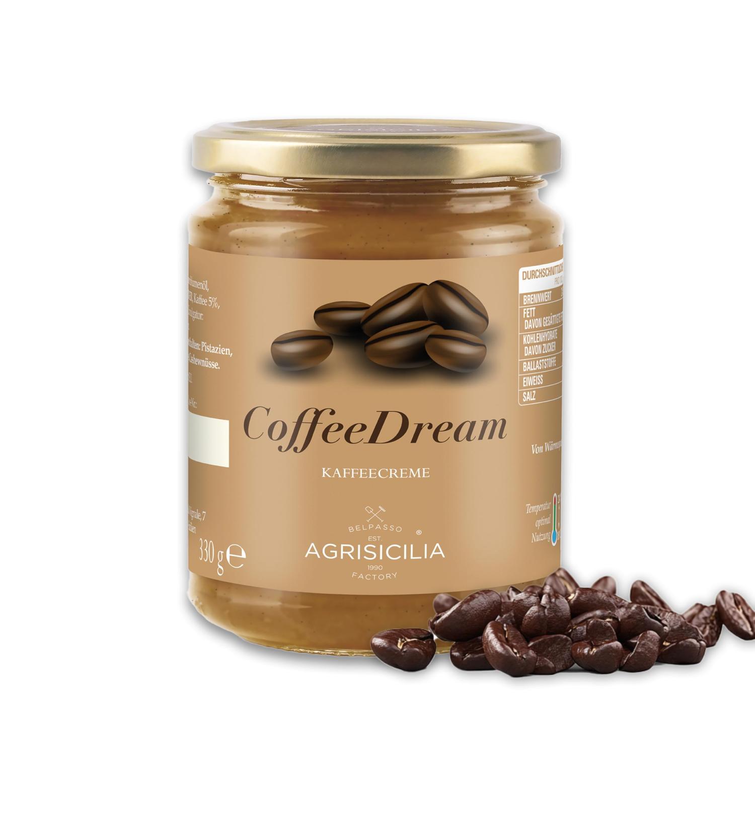 Agrisicilia CoffeeDream 330g Coffee Cream Sweet Spread for Breakfast Croissant Toast and Dessert - Creamy Italian Delight - Buy Online on GoSupps.com