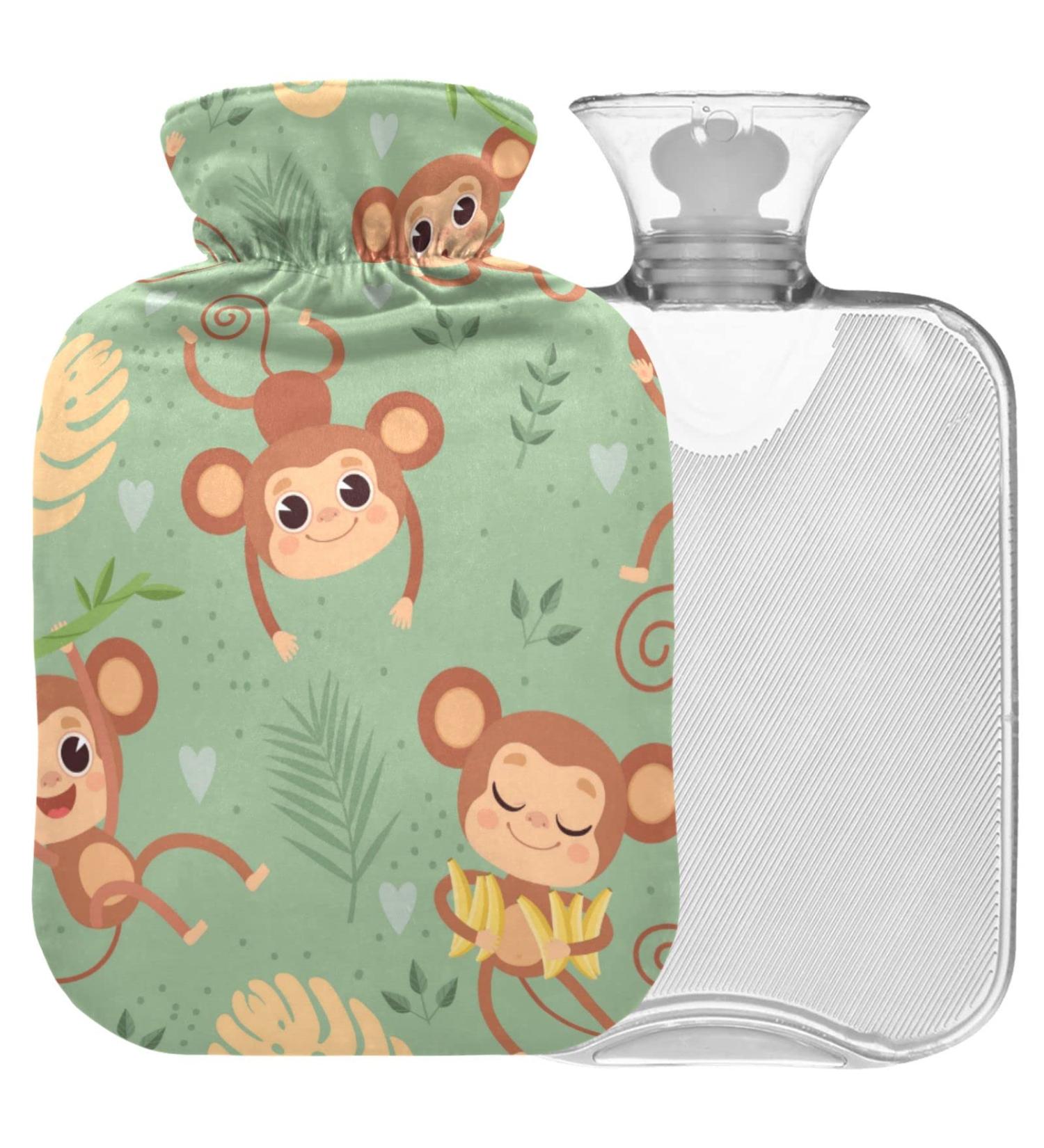 NAANLE Palmbatt Affe 1L Transparent Hot Water Bottle with Cover - Ideal for Pain Relief & Heat Therapy - Buy Online on GoSupps.com