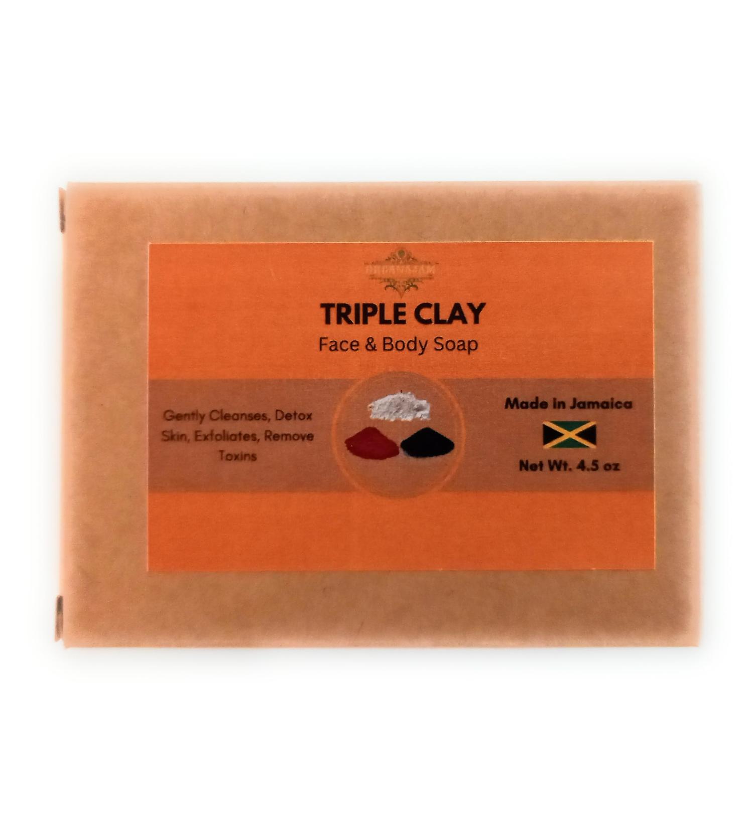 All Natural Triple Clay Organic Exfoliating Soap Bar | Handmade in Jamaica for Men & Women - Buy Online on GoSupps.com