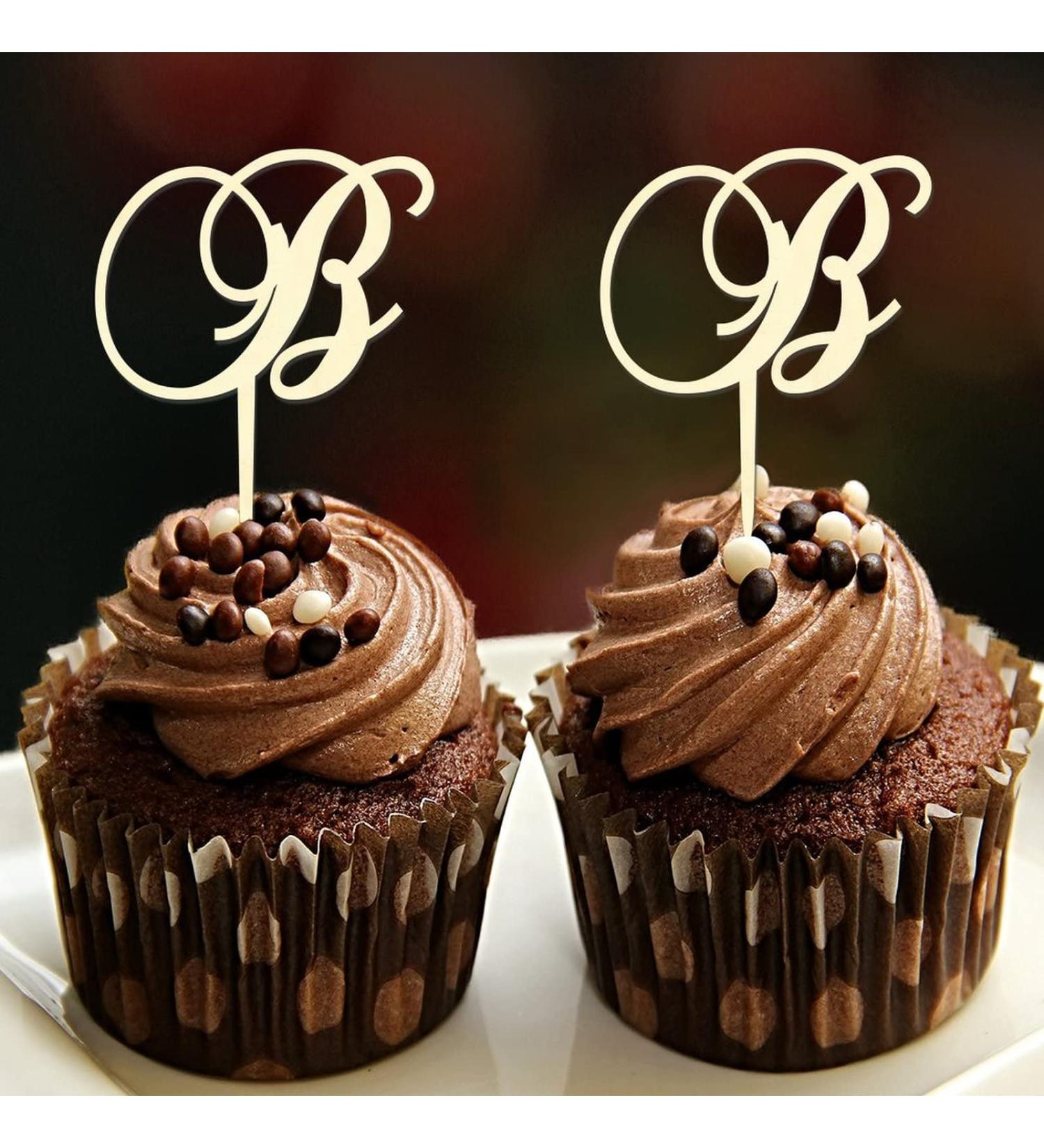 Monogram Letter B Cupcake Toppers Initial Single Letter Name For Wedding Engagement Party Favors Romance Reusable Botanical Wreath Customize Your Own Cupcake Toppers Bridal Shower Gifts 6PCS Style-11 - Buy Online on GoSupps.com