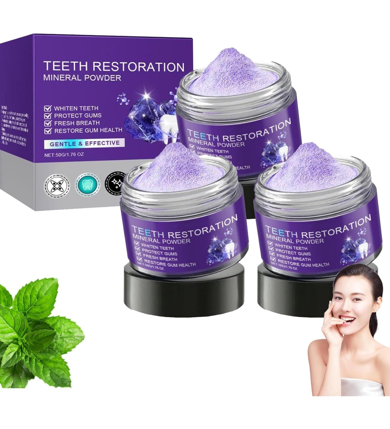FLLUOUZH 3 PCS Teeth Restoration Mineral Powder Teeth Whitening Mineral Powder Effective in Strengthening Teeth and Gums Dental Restoration Mineral Powder Natural Teeth Restoration - Buy Online on GoSupps.com