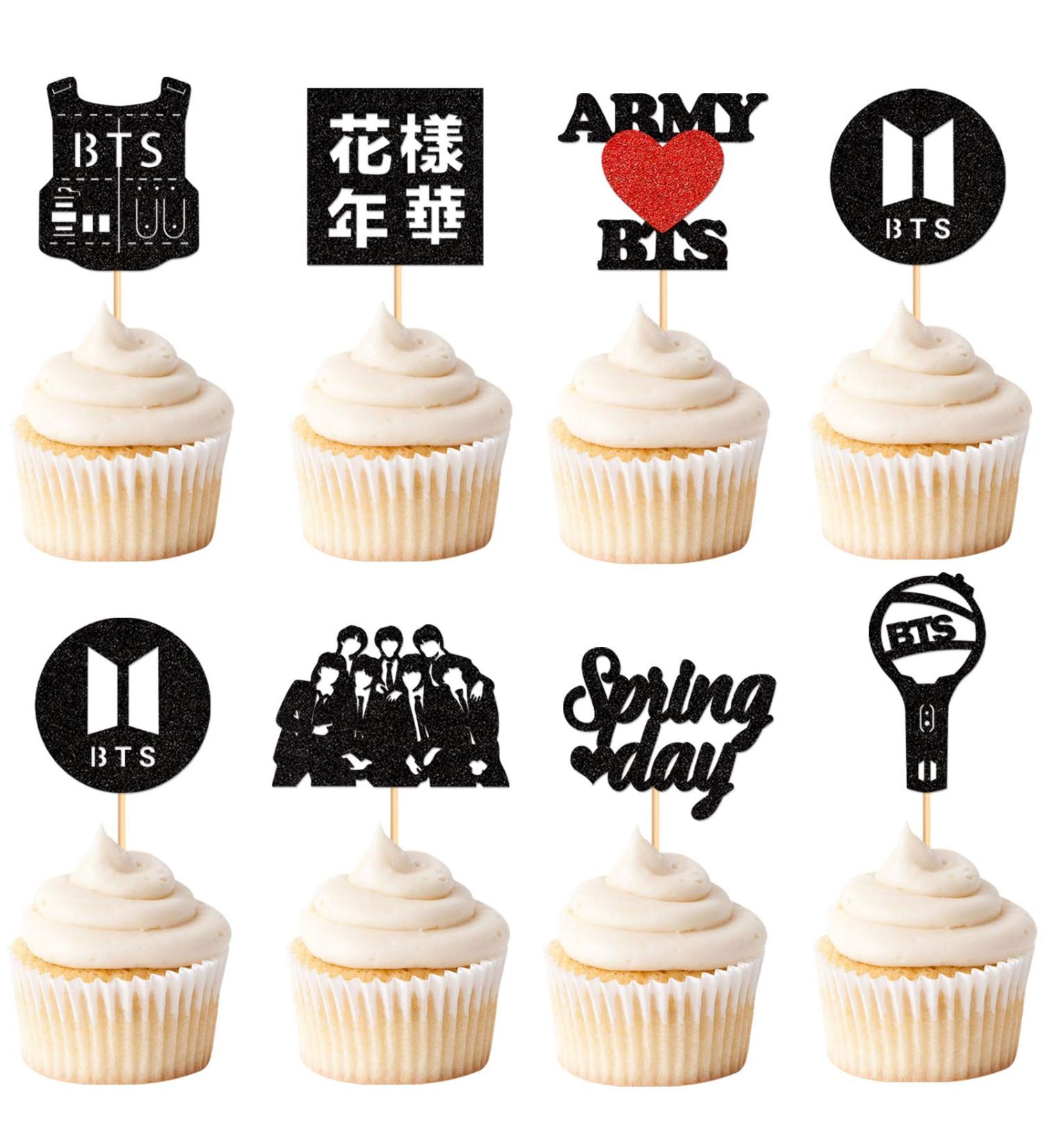 Keaziu 28 PCS Music Singer Cupcake Toppers KPOP Singer Cupcake Picks for Spring Day A-rmy B-T-S Singer Group Theme Party Birthday Party Decoration for Boys and Girls Spring Black - Buy Online on GoSupps.com