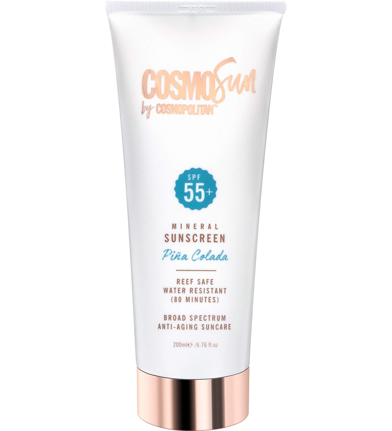 CosmoSun by Cosmopolitan SPF 55+ Mineral Sunscreen - Broad Spectrum  Reef Safe  Water Resistant Formula 6.76oz.