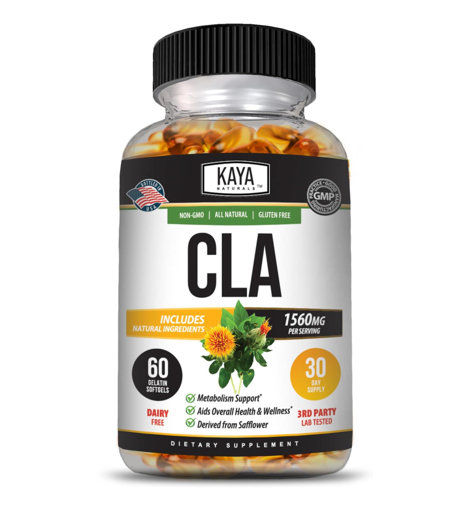 Kaya Naturals CLA Capsules Conjugated Linoleic Acid Non-GMO & Gluten-Free (60 Count (Pack of 1)) - Buy Online on GoSupps.com