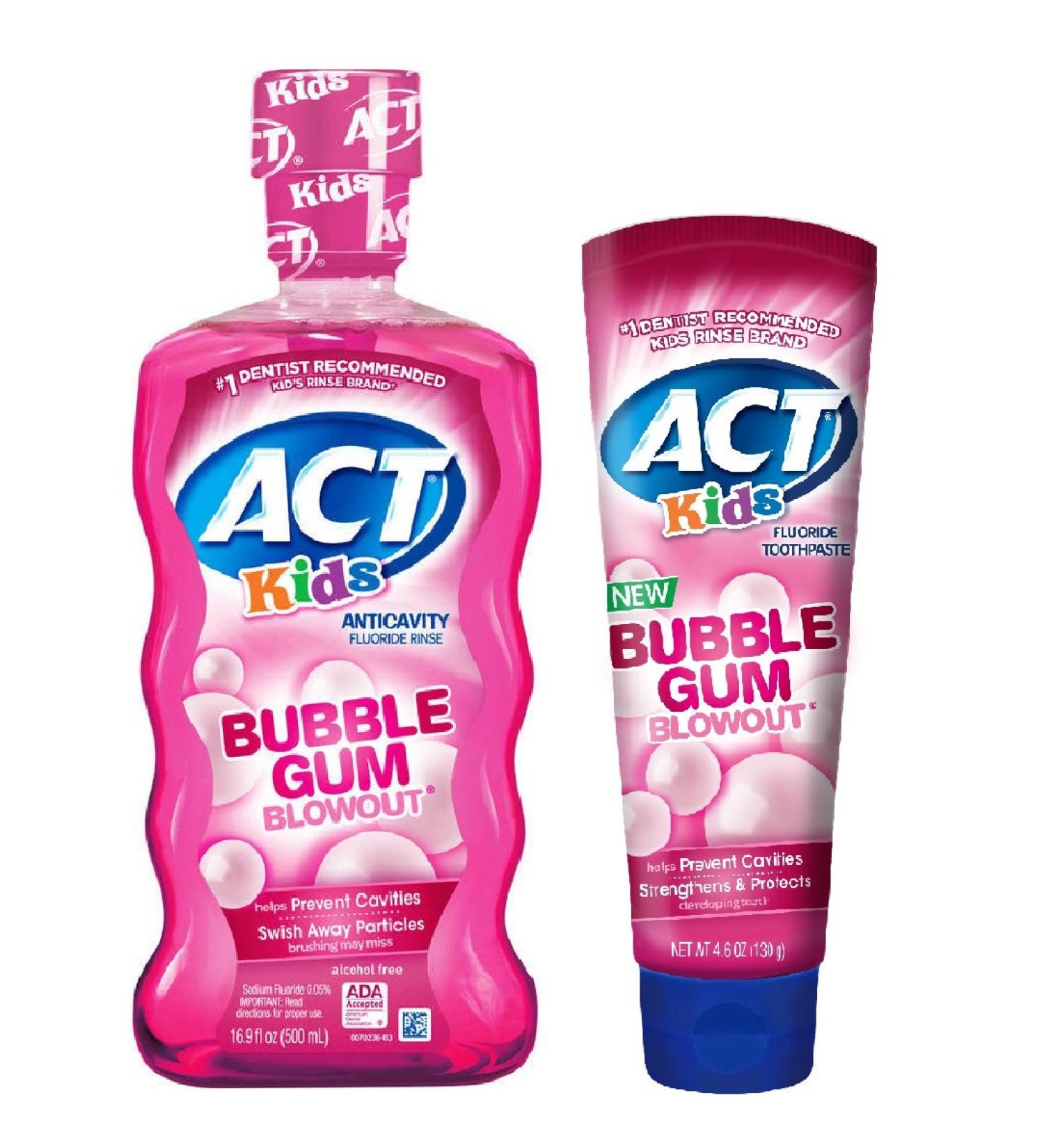 ACT Kids Bubblegum Blowout Mouthwash and Toothpaste