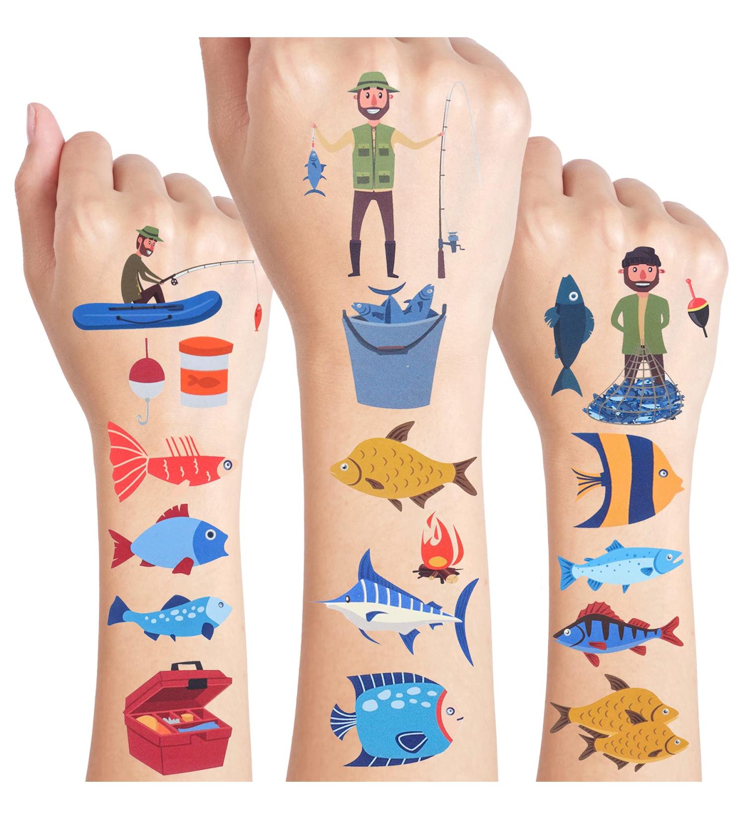 Gone Fishing Temporary Tattoos - 24 Sheets | Birthday Decorations & Party Favors - Buy Online on GoSupps.com