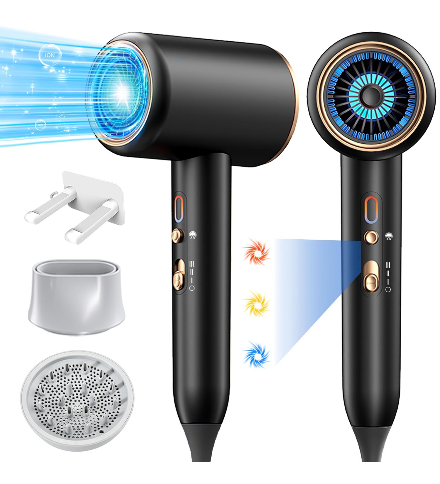 Ionic Hair Dryer - 1875W Ultra-Quiet Blow Dryer with Diffuser & Concentrator | 2 Heat & 3 Speed Settings | Quick Heat-Up | Ideal for All Hair Types - International Shipping Available - Buy Online on GoSupps.com