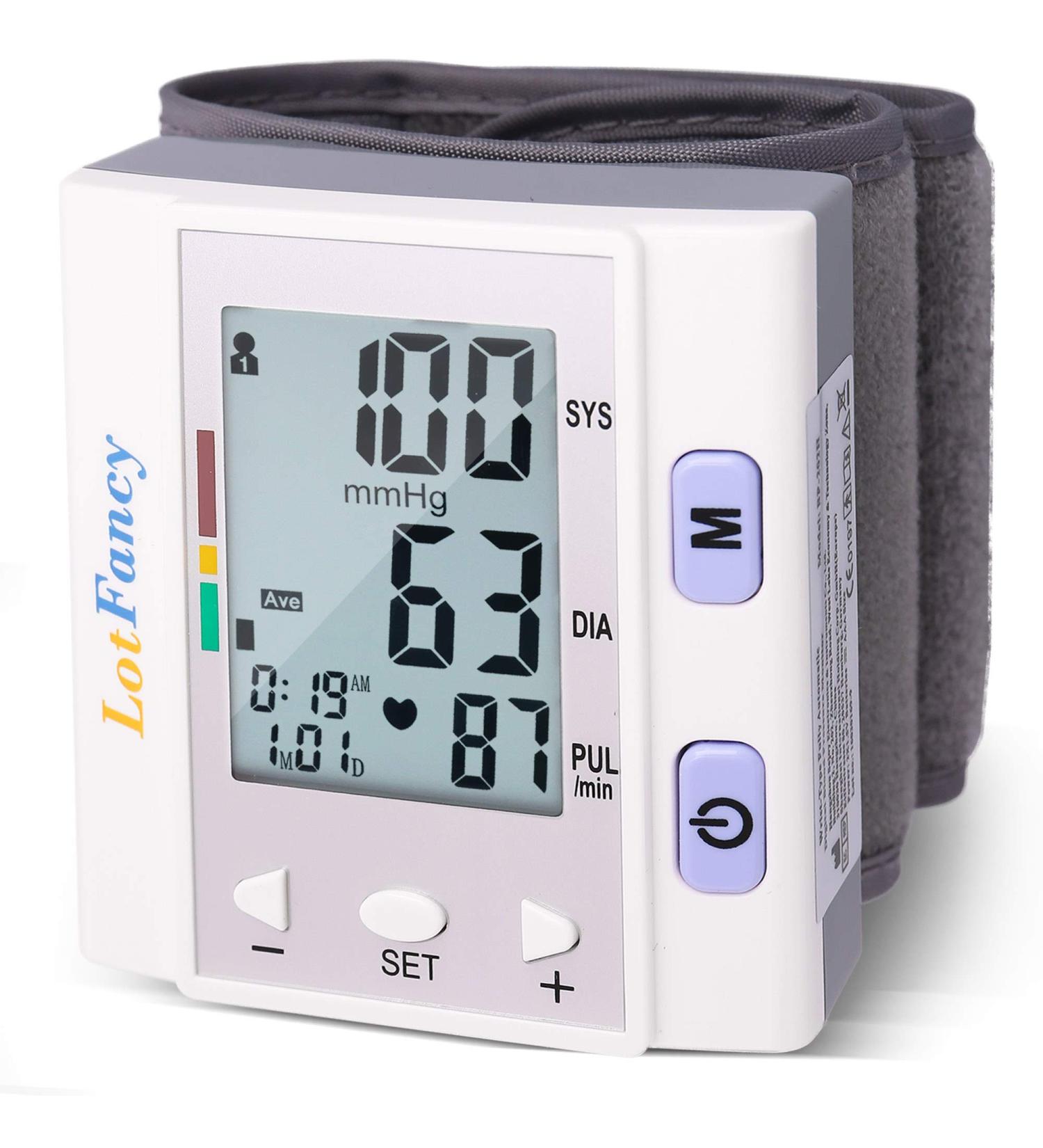 LotFancy Wrist Blood Pressure Monitor - Fully Automatic BP Cuff - 4 Users, 120 Memory - Large Screen Digital Home BP Machine - Buy Online on GoSupps.com