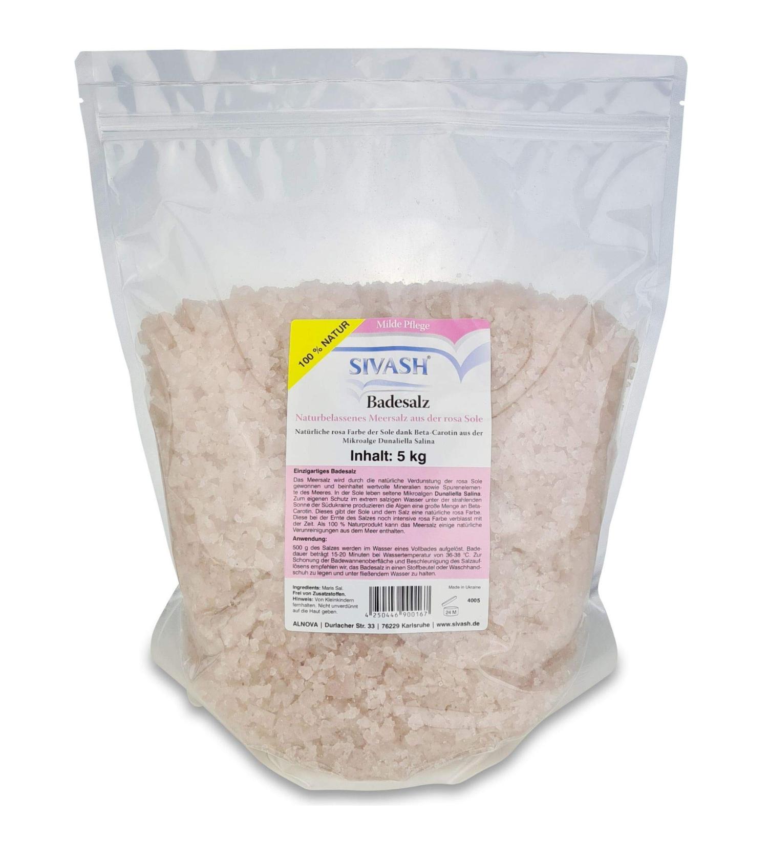 Sivash Natural Bath Salt - 5kg Pink Sole Sea Salt for Sensitive Skin | Neurodermatitis Psoriasis Rheumatism Relief - Enjoy Soothing Bath Experiences - Buy Online on GoSupps.com