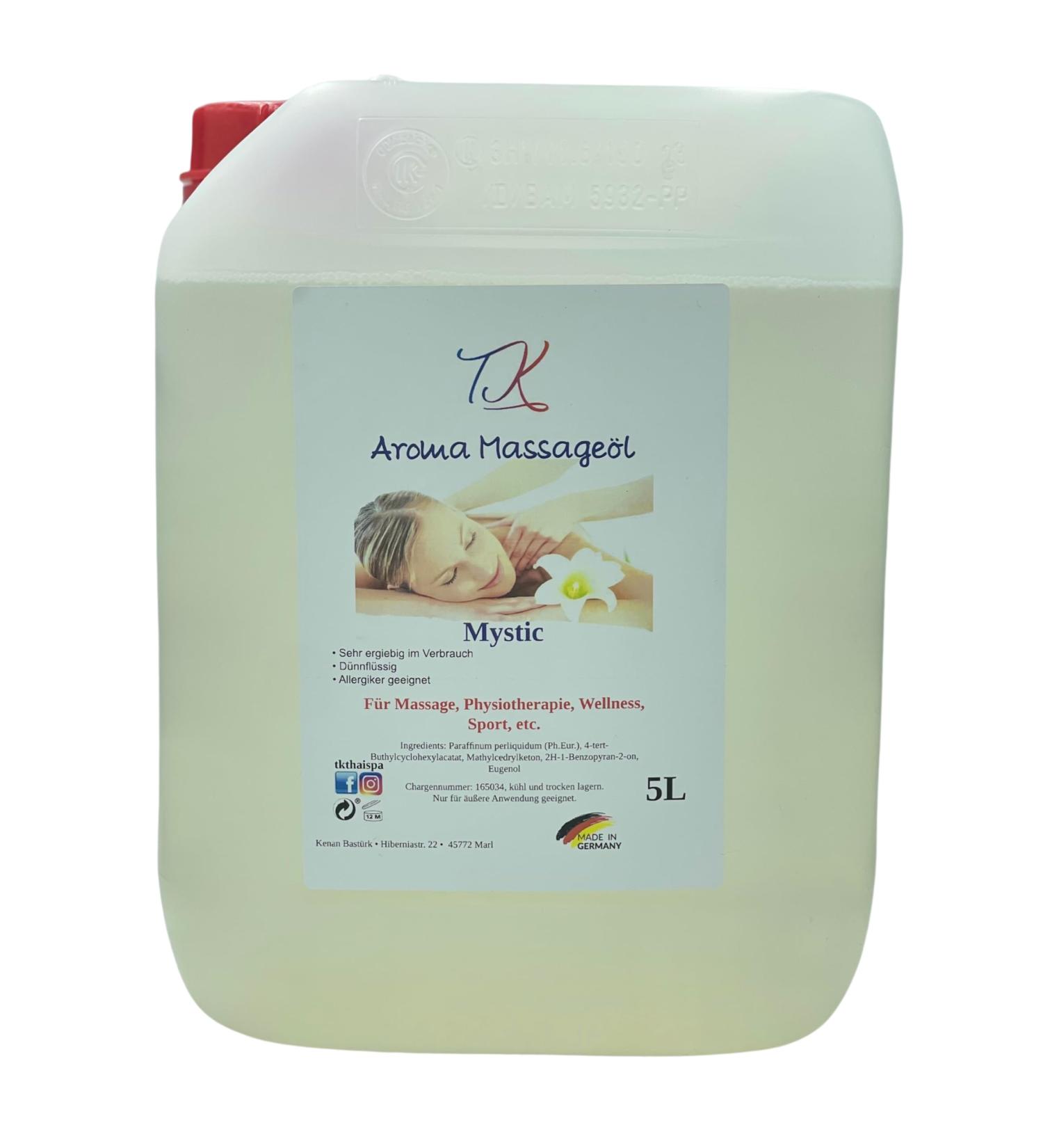 Huile de massage aromatique - Mystic - 5 l - Pour massage physioth rapie bien- tre etc. - Qualit m dicamenteuse (5 l mystic)
