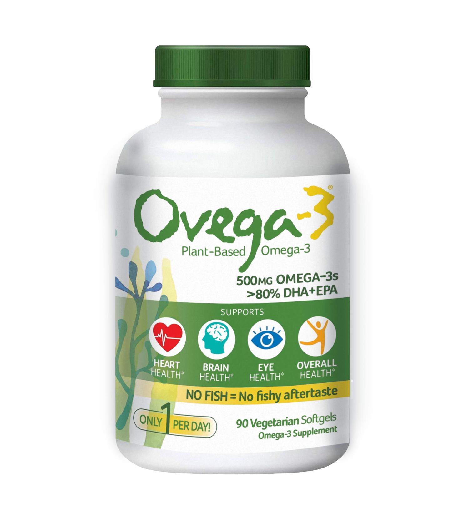 Ovega-3 Vegan Omega-3 DHA + EPA 500mg - 90 Vegetarian Capsules for Heart Health - Buy Online on GoSupps.com