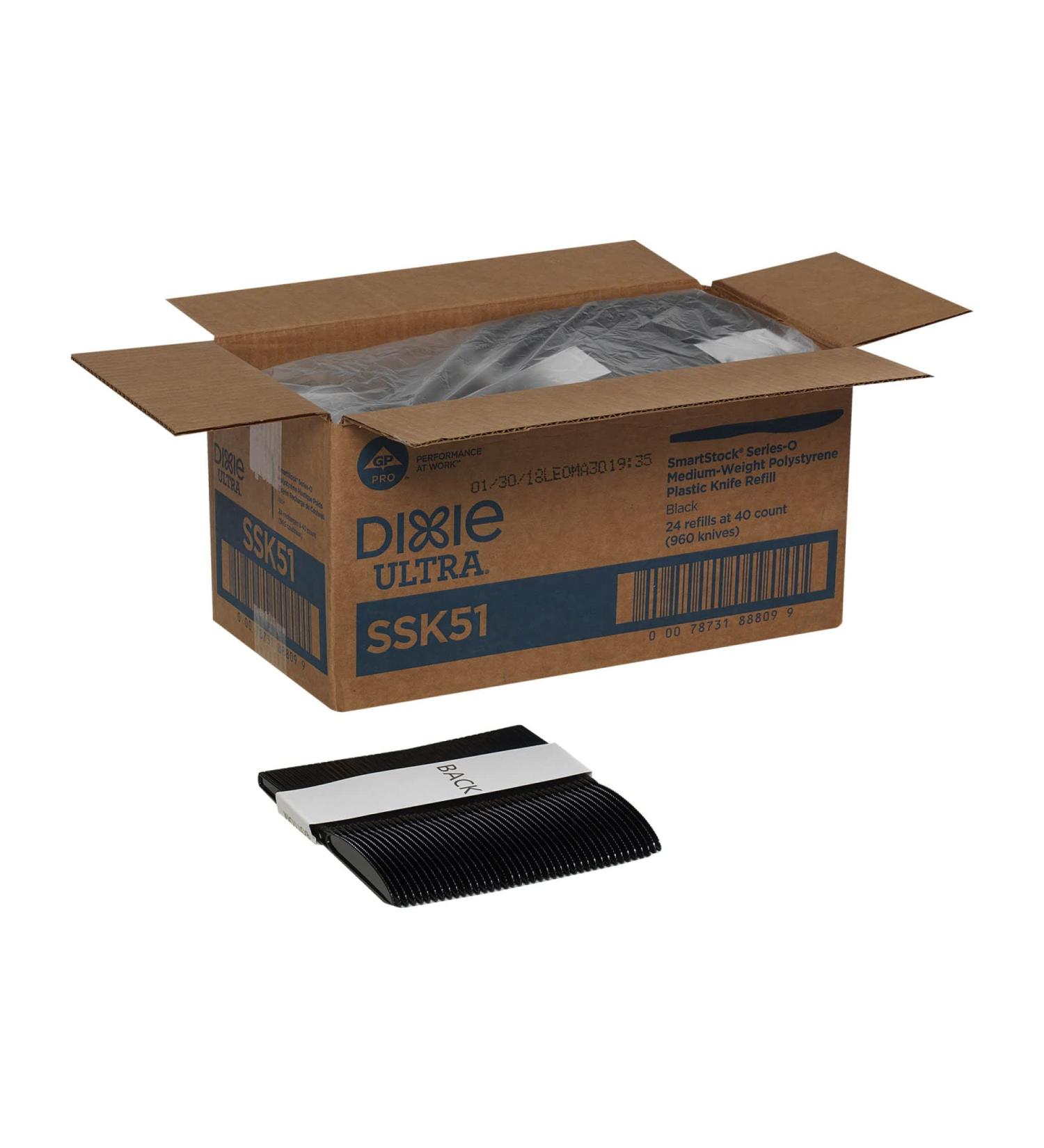 Dixie Ultra SmartStock by GP PRO Series-O Plastic Utensil Refills Knives Black 40 Knives Per Refill Case Of 24 Refills 960 CT Knife - Buy Online on GoSupps.com
