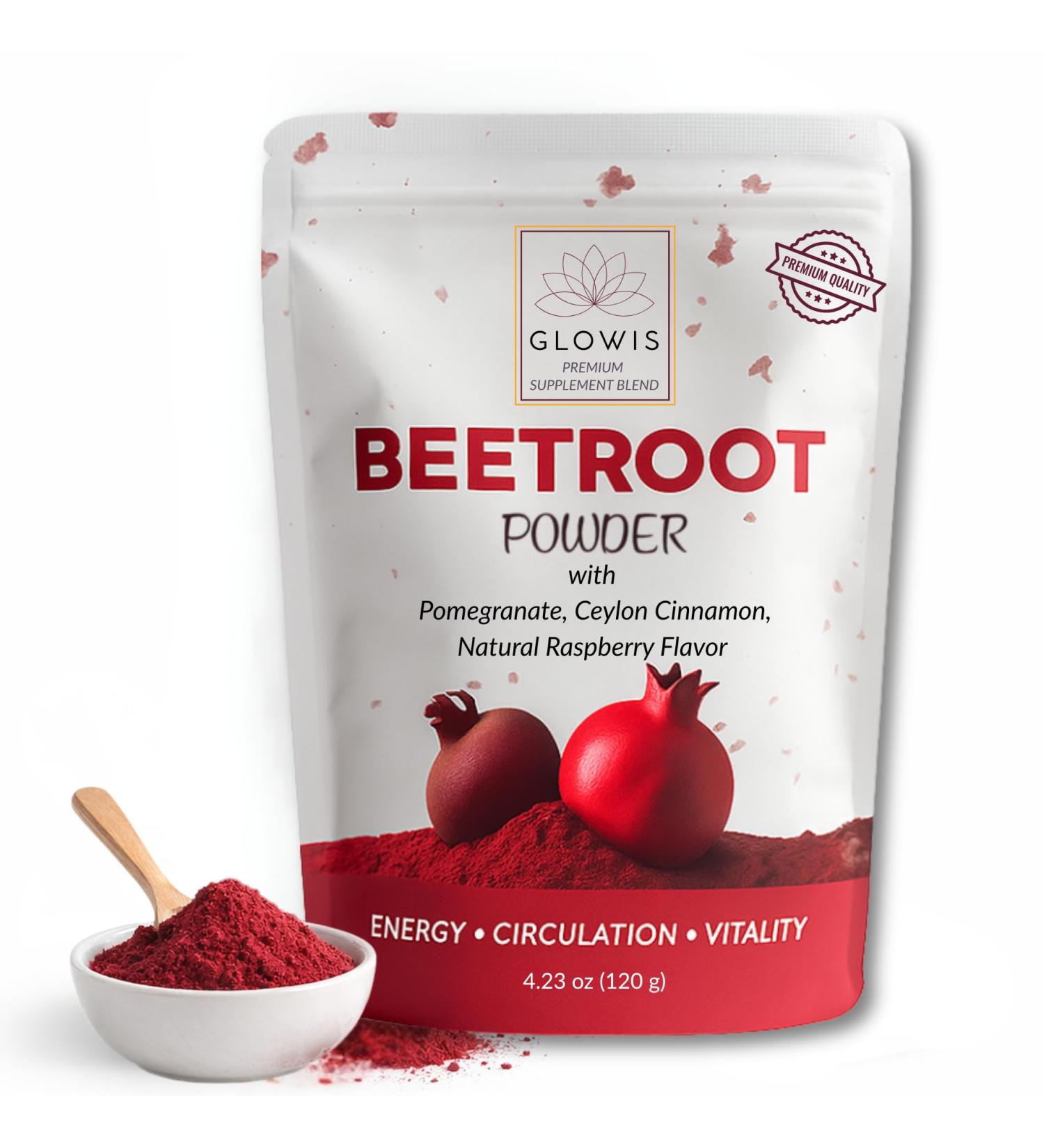 Organic 4-in-1 Beet Root Powder Drink Mix with Pomegranate Raspberry & Ceylon Cinnamon | Beetroot Powder | Nitric Oxide Booster Powder for Energy & Endurance | Vegan Non-GMO | 4.23 oz (24 Servings) - Buy Online on GoSupps.com