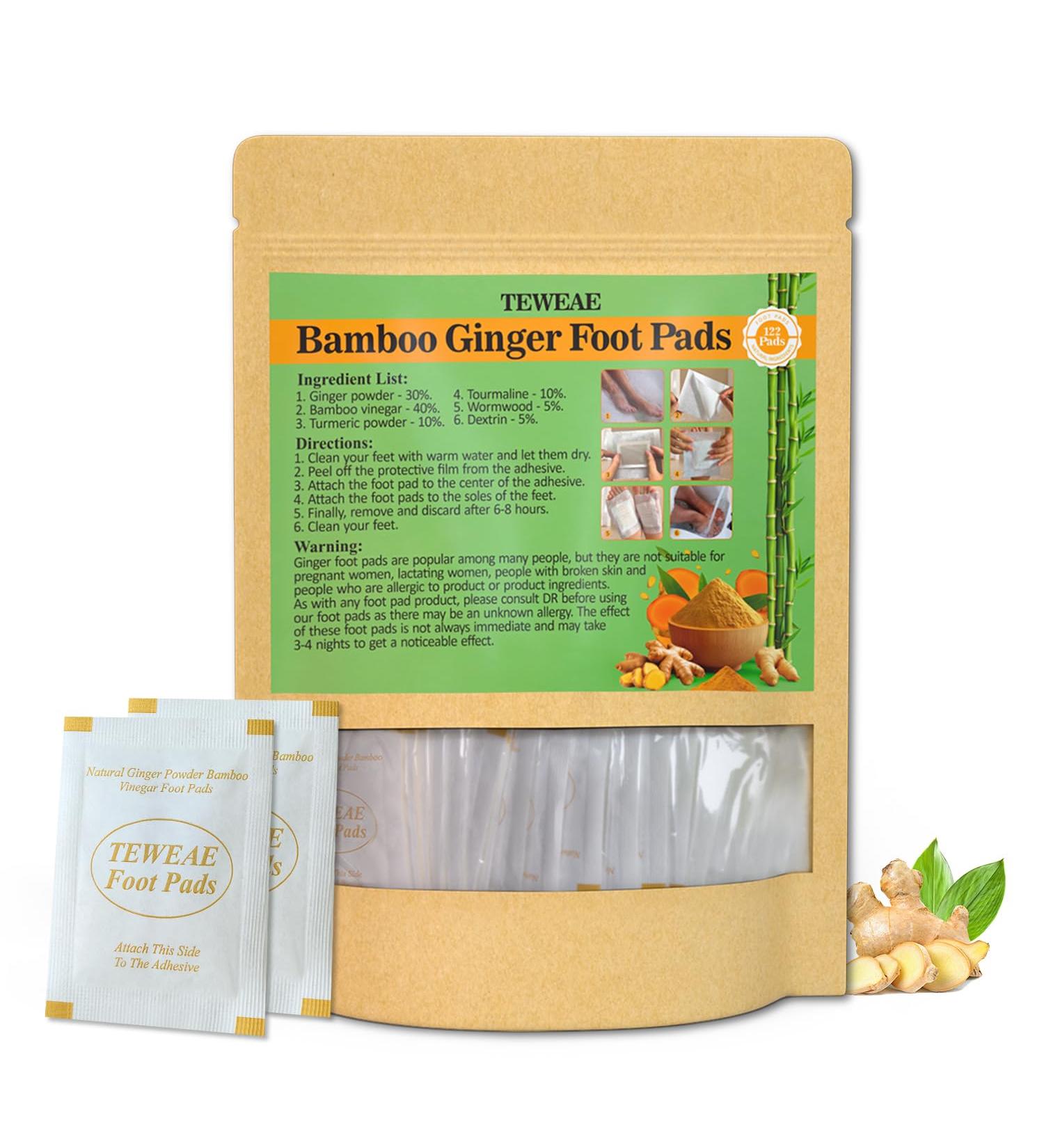 TEWEAE 122 Pads Foot Pads Natural Turmeric & Ginger Wormwood Bamboo Vinegar Included 122Pads Goodnight Patches and 122 Adhesive Sheets - Buy Online on GoSupps.com