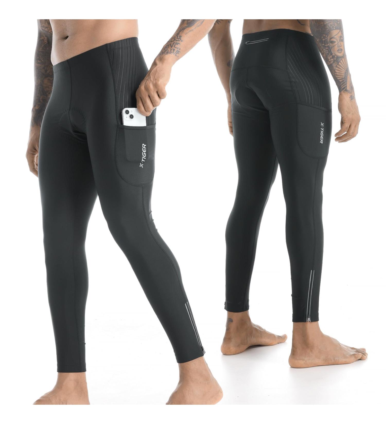 X-Tiger Men's Long Bicycle Pants with 5D Seat Cushion - Breathable Fast-Drying Cycling Pants with 3 Pockets - XL Black - Buy Online on GoSupps.com