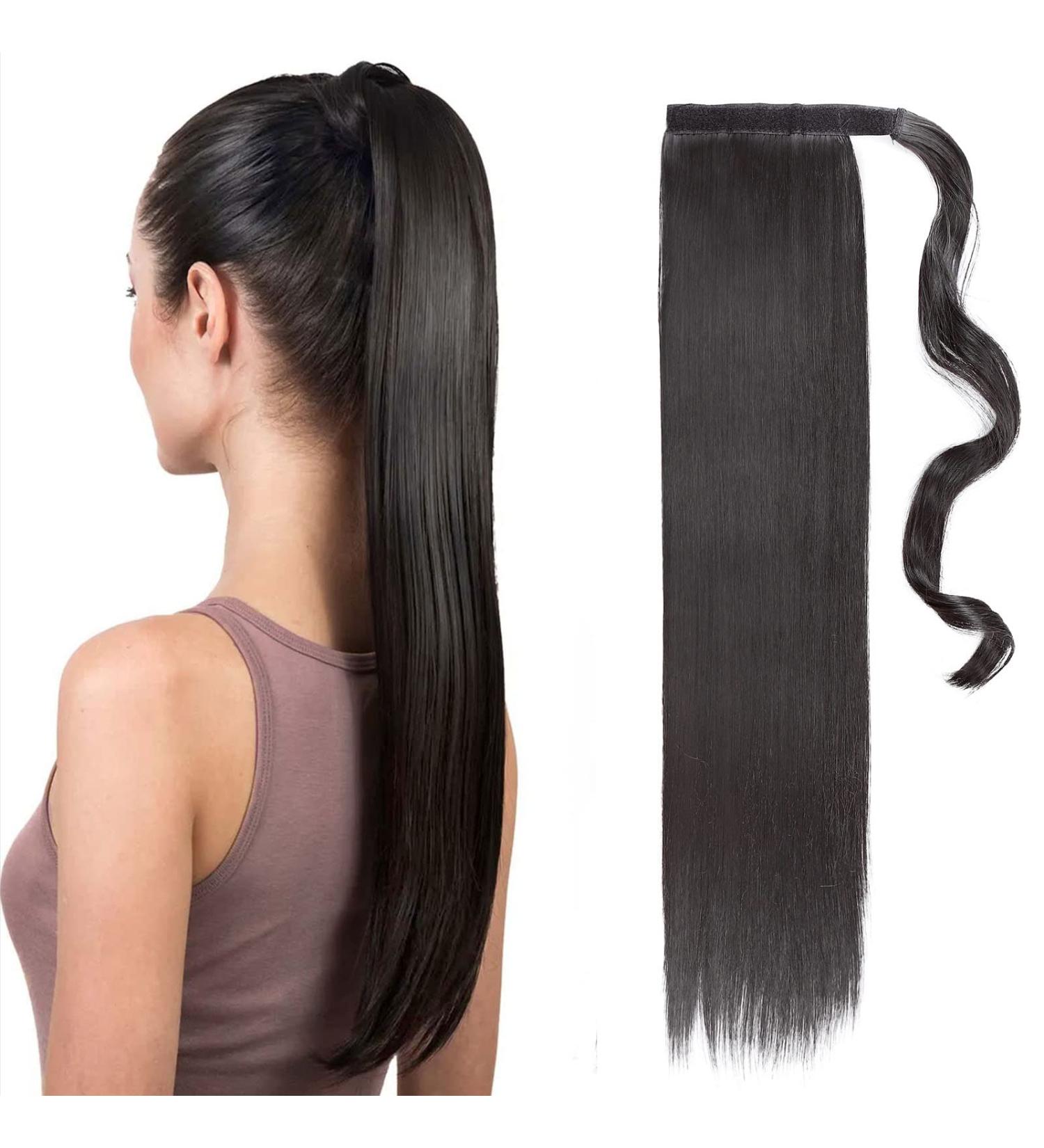 TESS Clip In Ponytail Hair Extensions Black 23 Inches 2A Natural Black Straight Hair Extensions Clip In Ponytail 90g Fake Ponytail Extension Long Hair 23 Inches #2A Natural Black - Buy Online on GoSupps.com