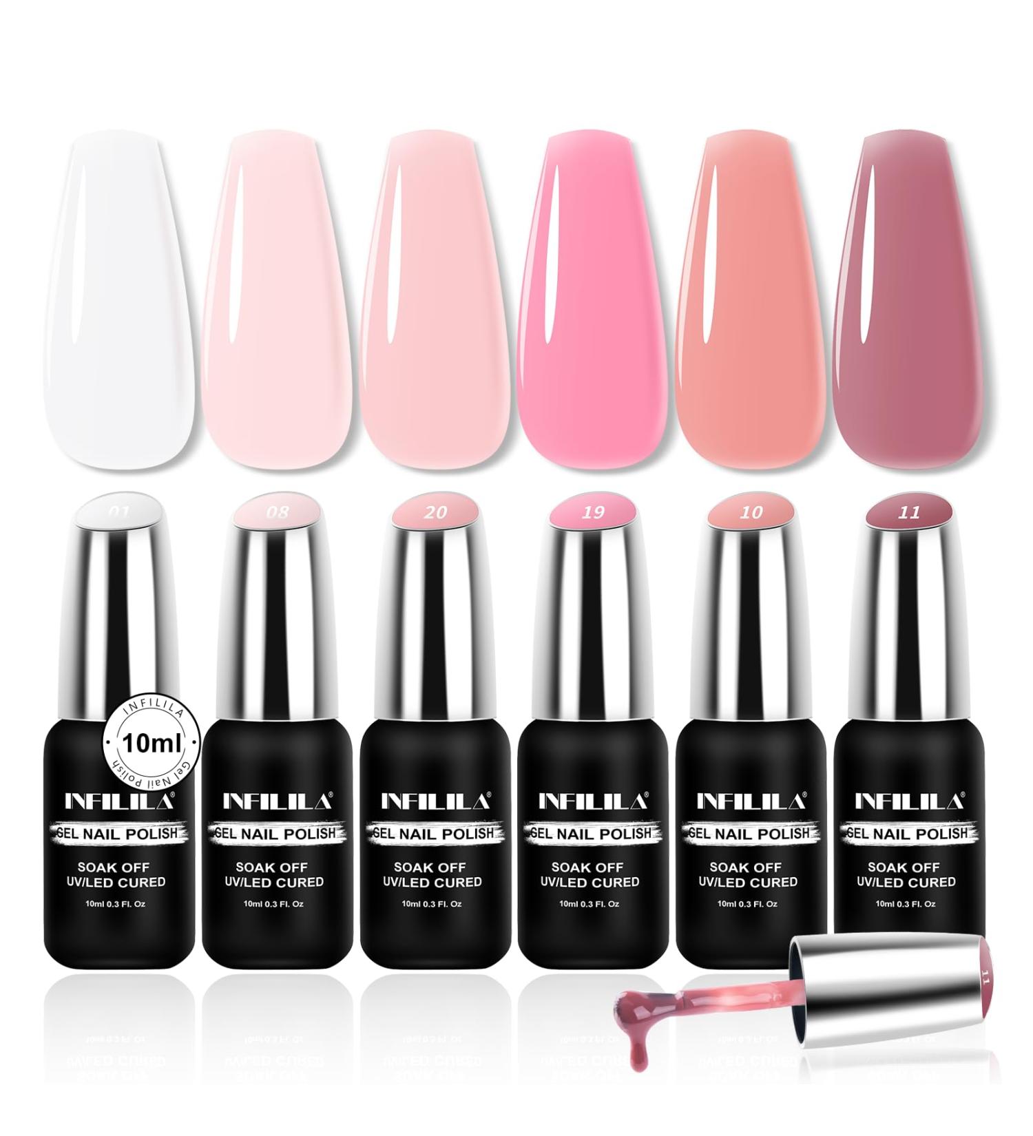 NXJ INFILILA Nude Gel Polish Set - 6 Colors Milky White & Jelly Nude - Translucent DIY Nail Art Kit for Home & Salon - 10ML Professional Quality - Buy Online on GoSupps.com