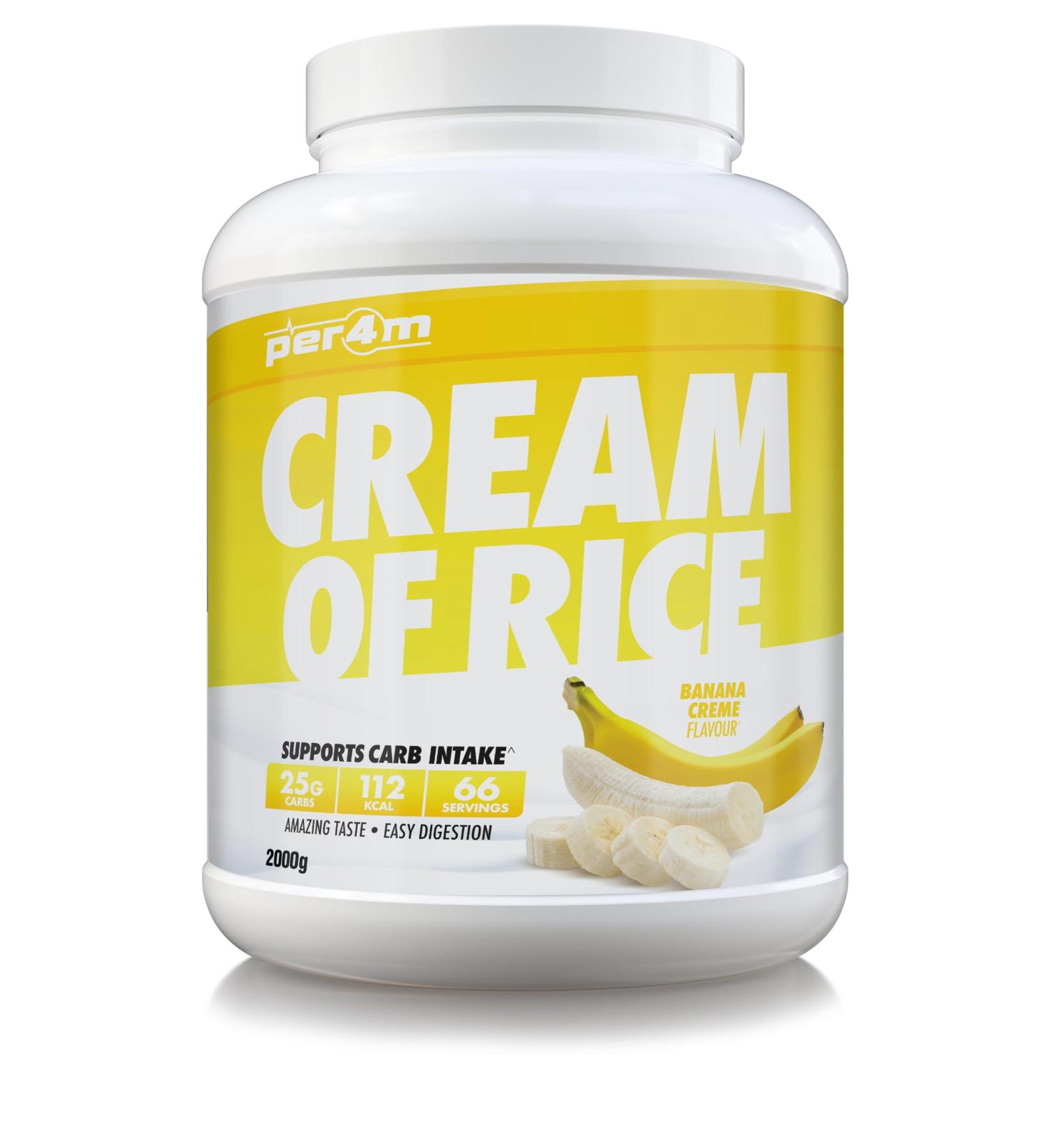 Per4m Cream Of Rice | 66 Servings | High Carbohydrate Cream Of Rice | Breakfast Replacement | Low Sugar Gym Supplements 2kg (Banana Creme)