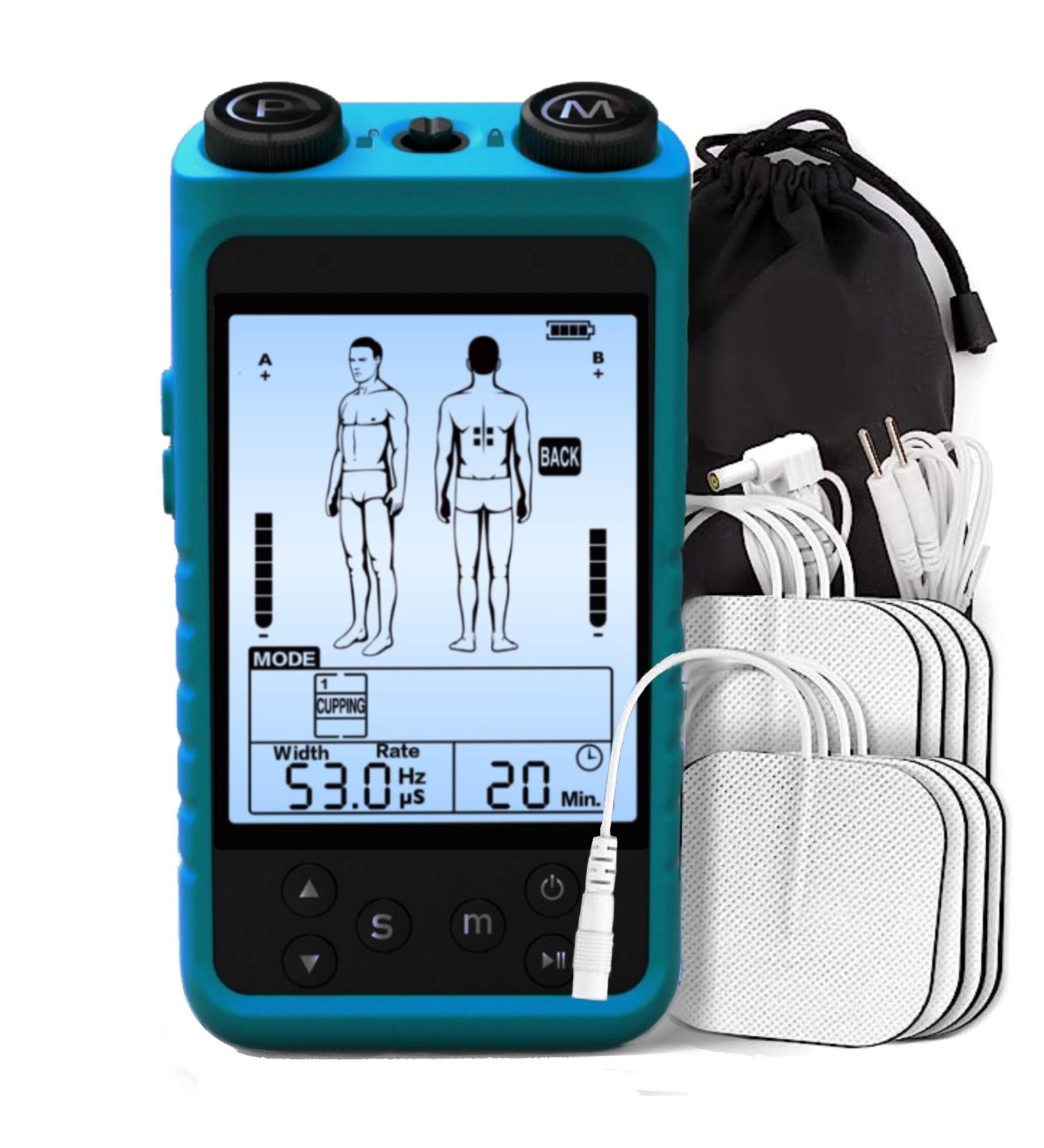 TENS Device for Pain Relief | Double Channel Muscle Relaxation | 24 Programs - Effective Pain Therapy (Blue) - Buy Online on GoSupps.com