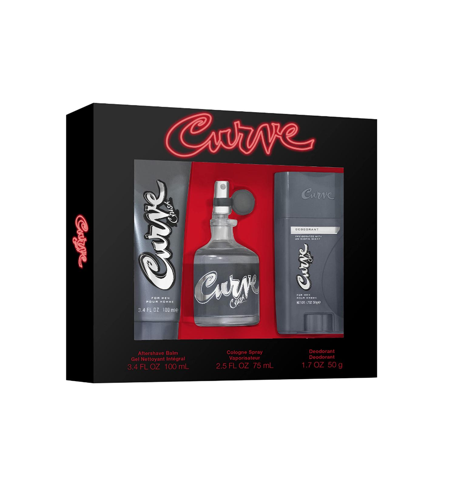 Curve Men's Cologne Gift Set Crush 3 Pieces Include 2.5 Fl Oz Cologne 3.4 Fl Oz After Shave Balm and 1.7 oz. Deodorant Stick - Buy Online on GoSupps.com