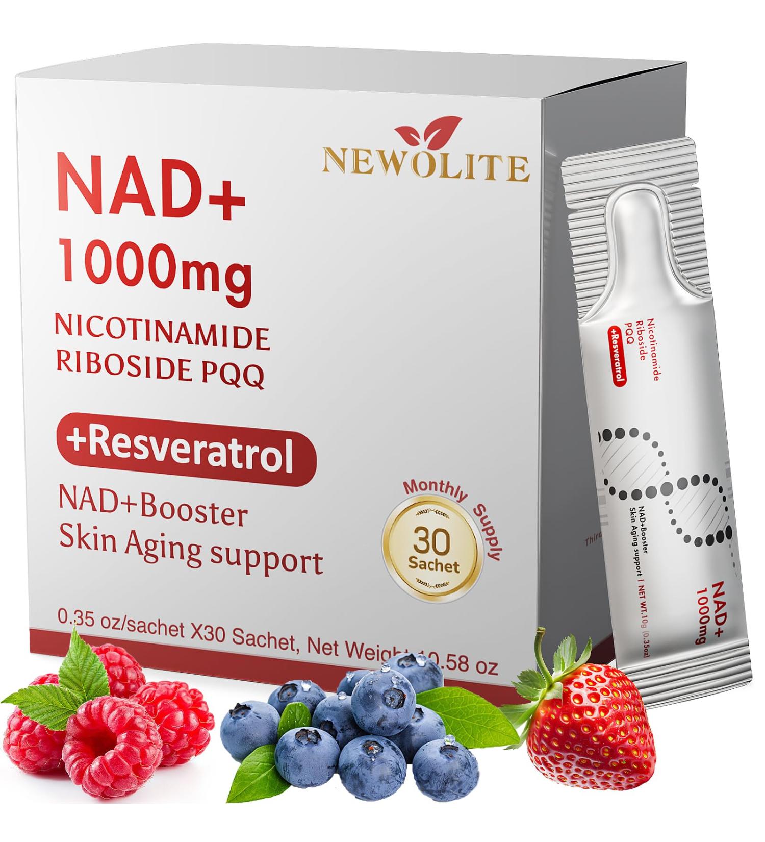 NAD+ Liquid Supplement 1000mg 30 Sachet Nicotinamide Riboside & Resveratrol with PQQ DNA Repair Advanced NAD Supplement for Men & Women Boosts Cellular Energy - Buy Online on GoSupps.com