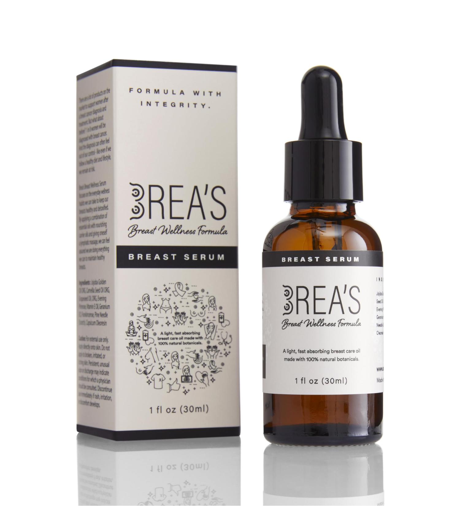 Brea's Breast Wellness Serum - Natural Formula for Breast Health & Hormonal Balance | Frankincense Geranium Evening Primrose Jojoba - 1 fl oz - International Shipping Available - Buy Online on GoSupps.com
