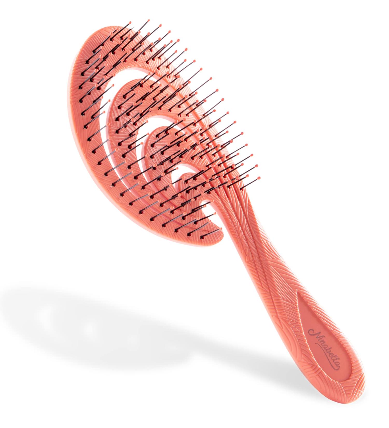 Ninabella Bio Hairbrush - Sustainable Detangler for Curls Long & Wet Hair - Eco-Friendly Red Brush for Women Men & Children - Buy Online on GoSupps.com