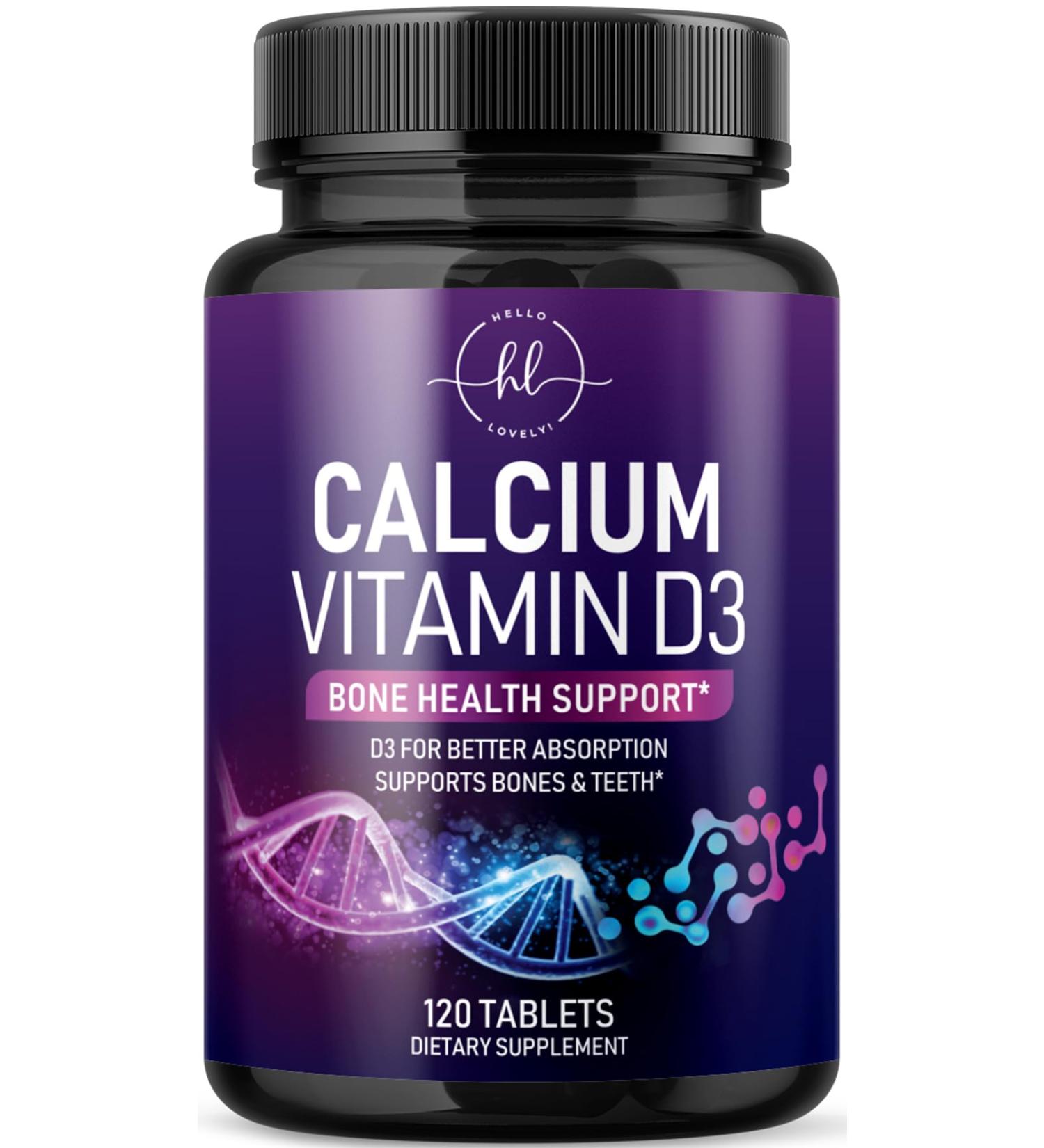 Calcium Supplement 1200 mg - with Vitamin D3 for Best Absorption - Supports Immune Health Bones & Teeth - Natural Calcium Carbonate + 1600 IU of D3 - Bottled in USA for Women & Men - 120 Tablets 120 Count (Pack of 1) - Buy Online on GoSupps.com