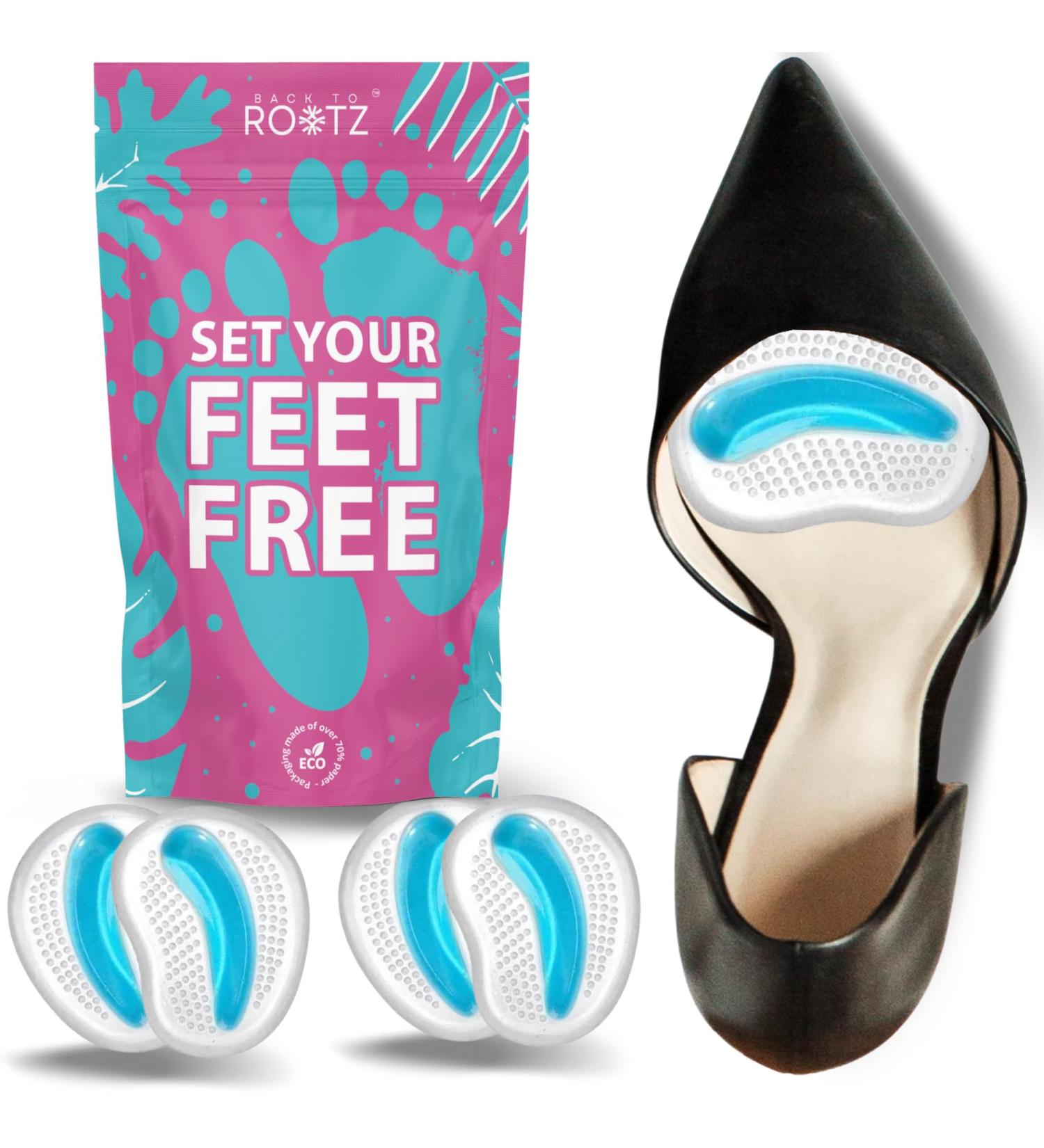 4X Soft Silicone Gel Metatarsal Pads for Women | Adhesive Foot Cushions for Pain Relief | Durable Medical Grade Shoe Inserts | Comfort from High Heels - Buy Online on GoSupps.com