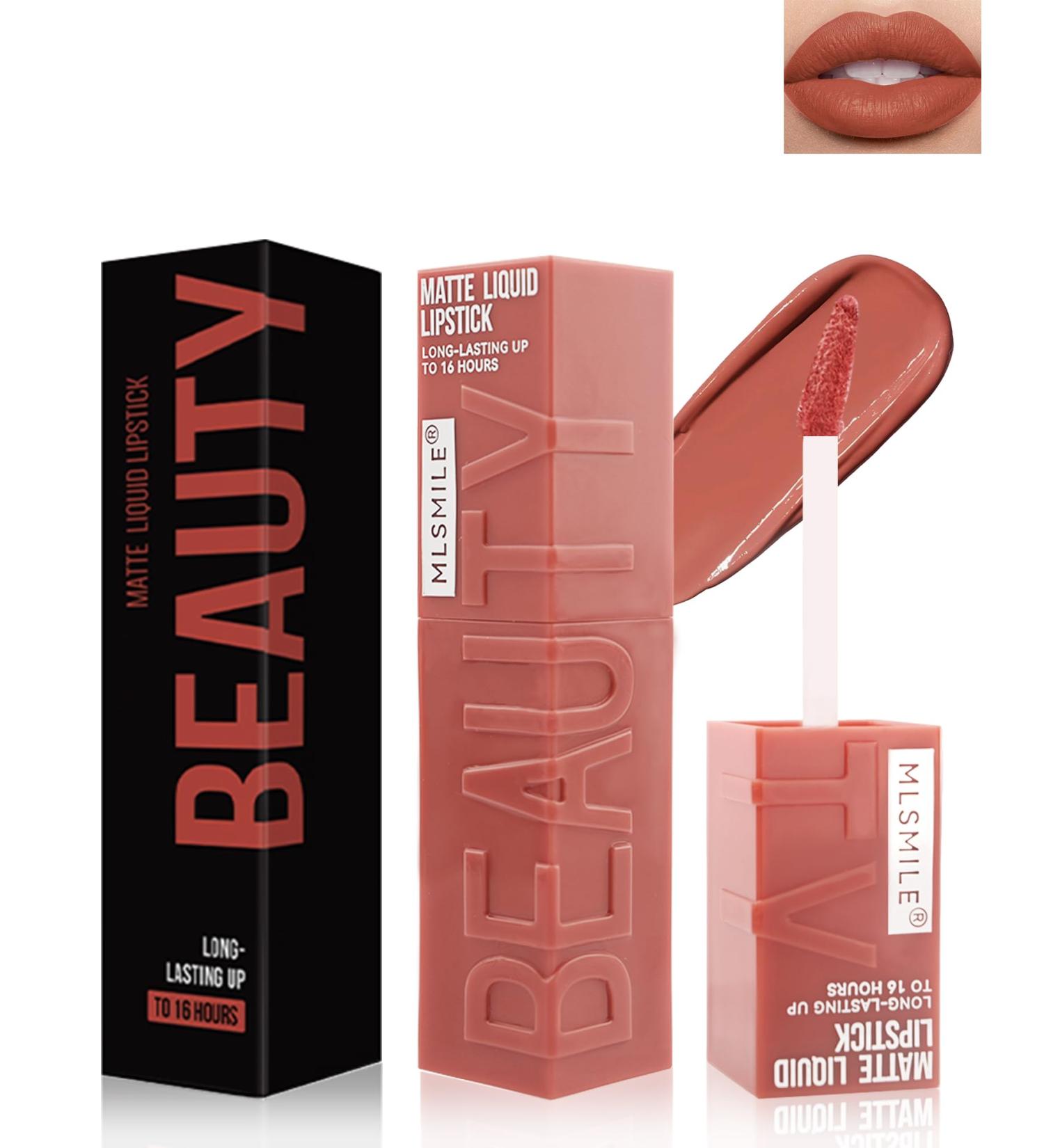 Matte Liquid Lipstick for Women | Long-Lasting Waterproof Lip Tint - 16H Wear Pigmented Velvet Nude Red | Perfect Christmas Makeup Gift - Buy Online on GoSupps.com