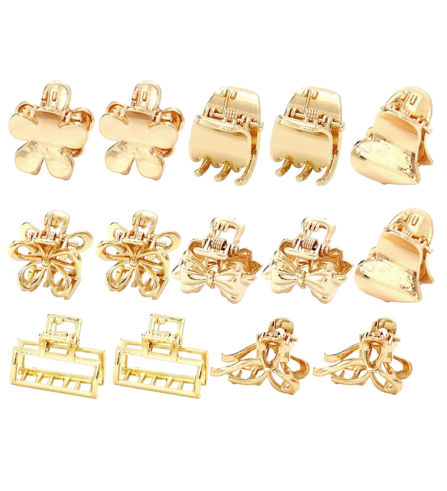 14Pcs Gold Small Claw Hair Clips for Thin/Medium Thick Hair - Non-slip Hair Accessories for Women and Girls - Buy Online on GoSupps.com