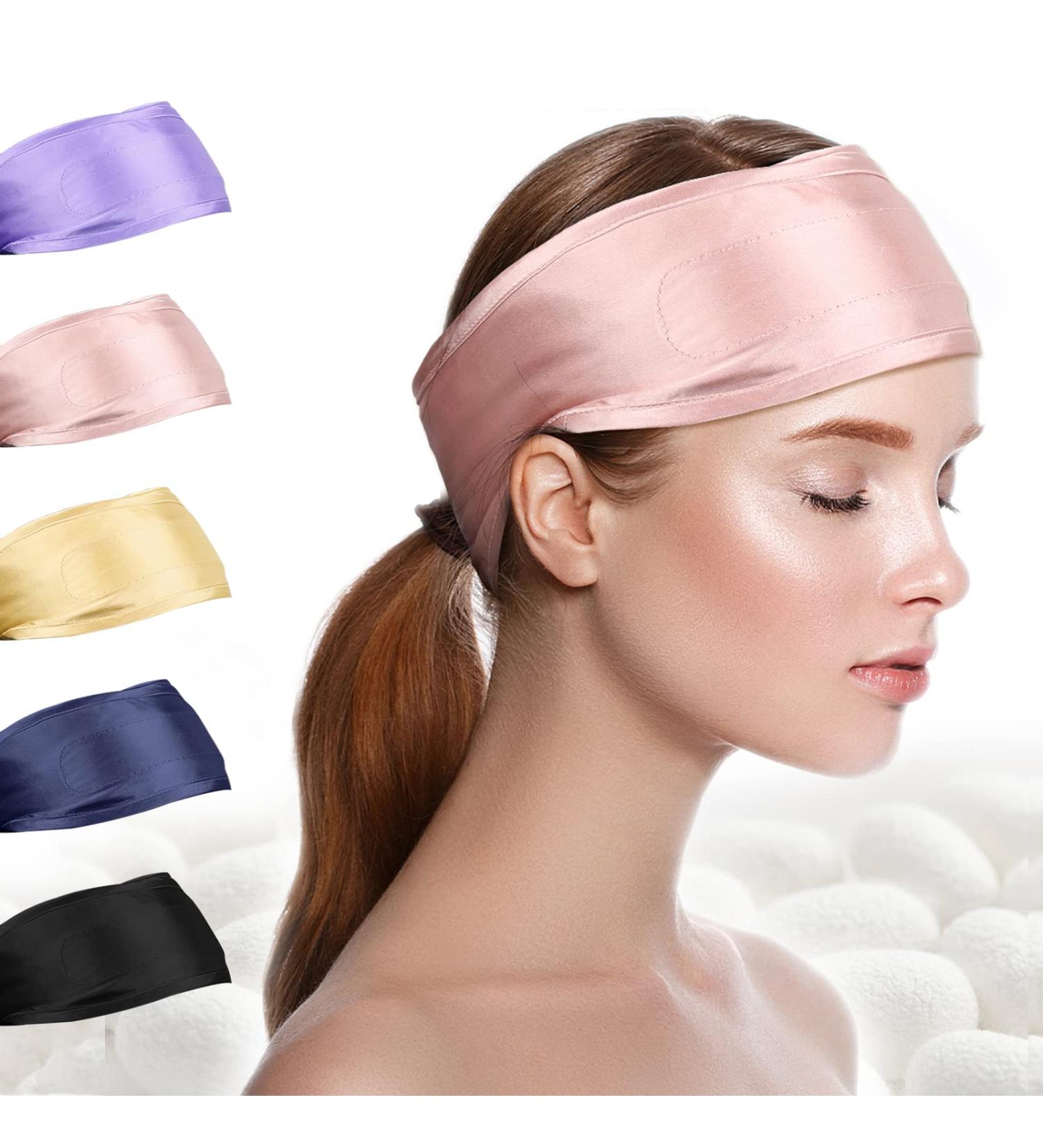 FANTASTIC HOUSE Silk Spa Headband for Women and Girls - 100% Mulberry Silk Scarf for Hair Wrapping - Adjustable, Perfect for Face Washing, Makeup, Sports - Pink - Buy Online on GoSupps.com