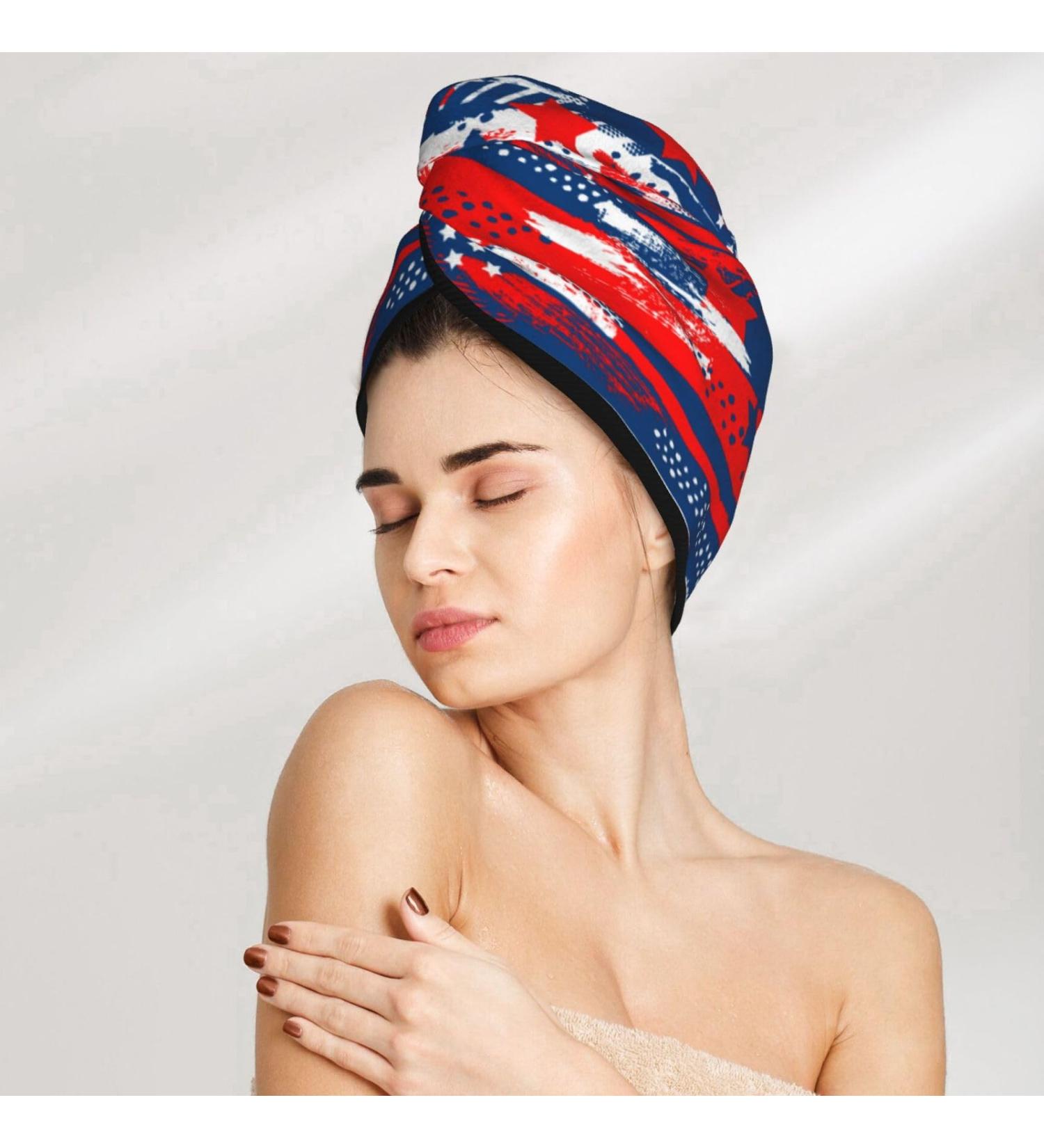 Quick Dry Microfiber Hair Towel - Super Absorbent Independence Day USA Hair Turban for Curly & Thick Hair | Perfect for Women Girls & Kids - Buy Online on GoSupps.com