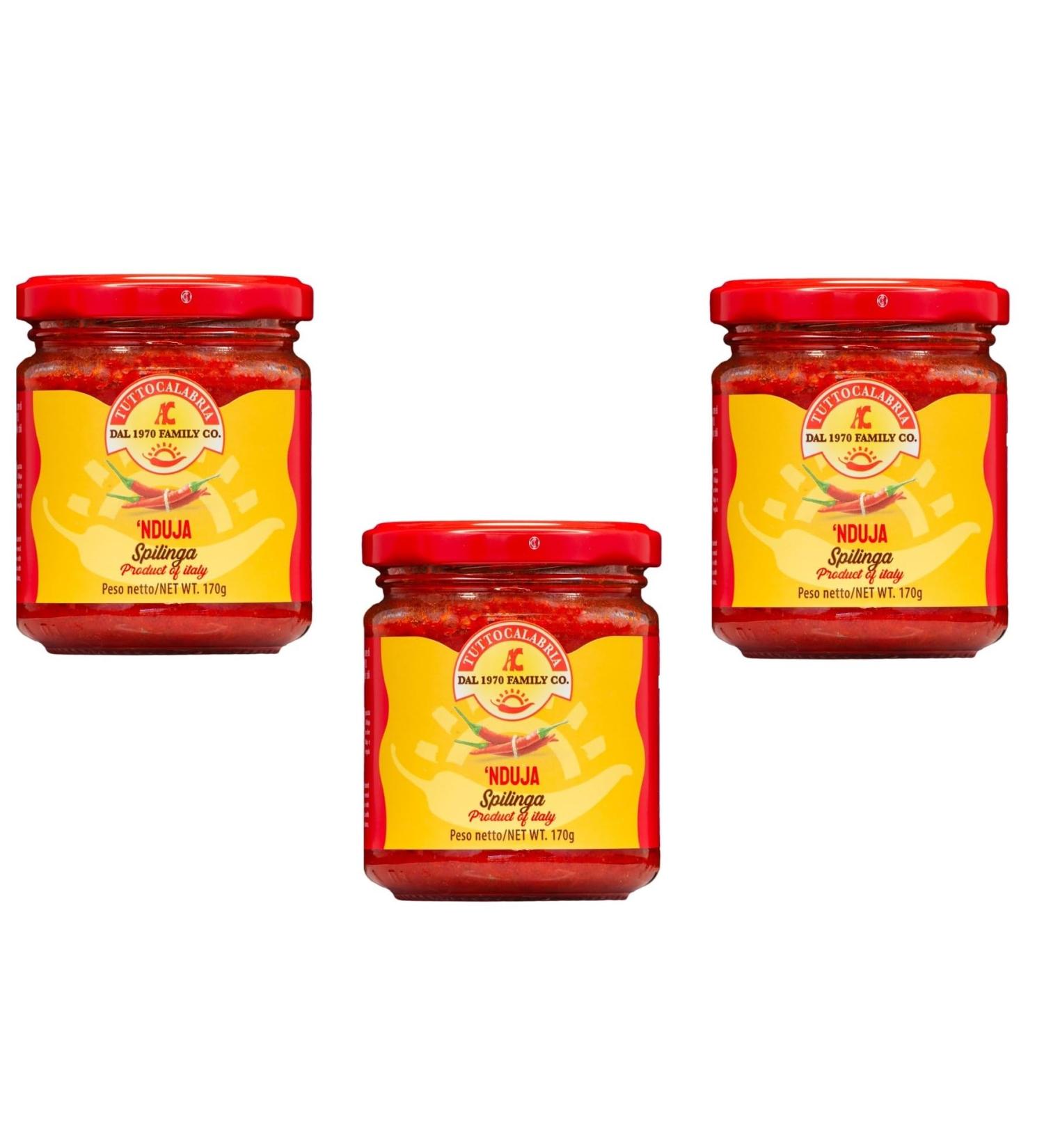  Tutto Calabria Tutto Calabria Artisanal Nduja from Spilinga spreadable and creamy salami in a 170g jar Ideal for aperitifs bruschetta and pizza (pack of 3) - Buy Online on GoSupps.com