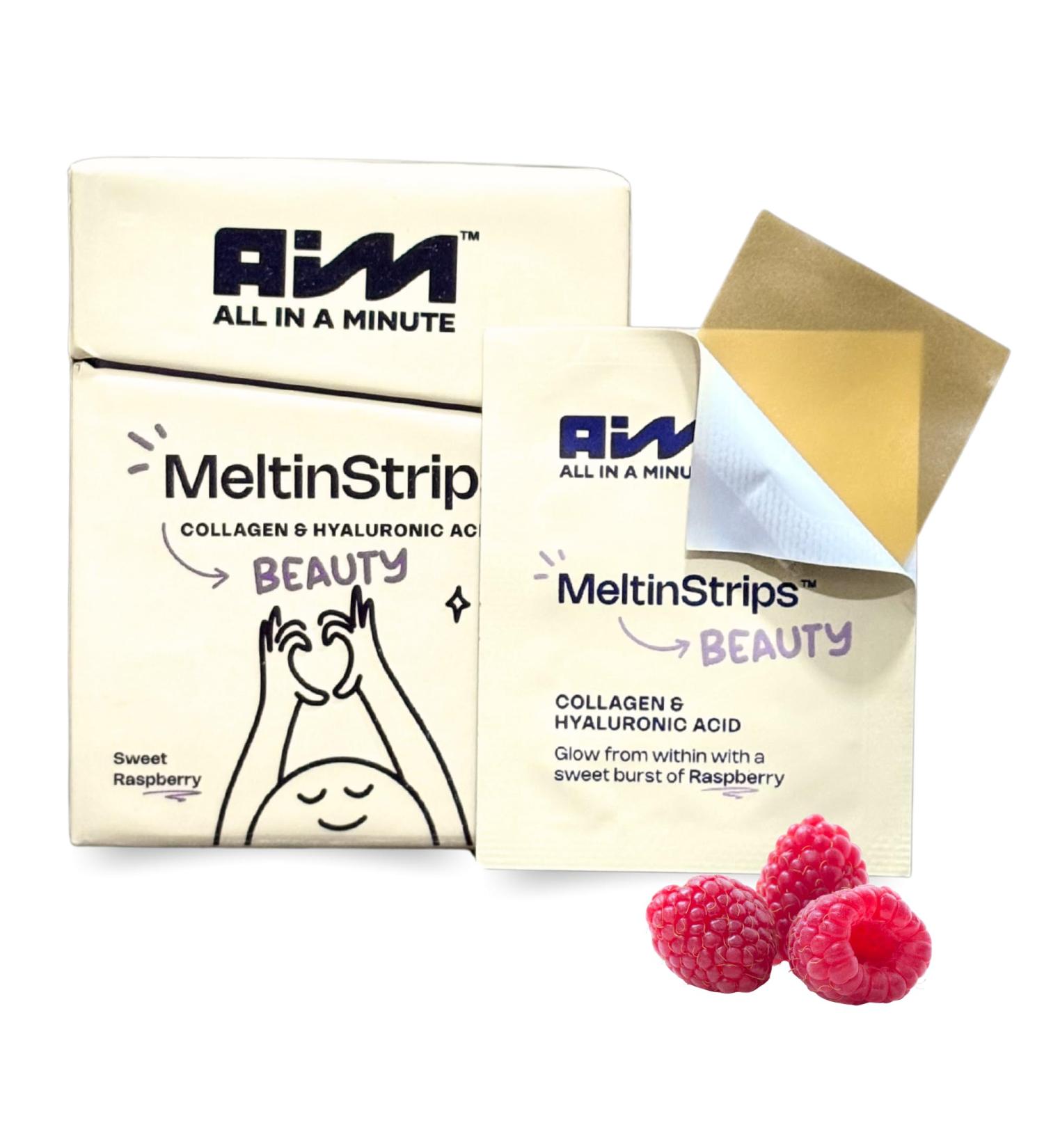MeltinStrips Vegan Collagen Booster with Hyaluronic Acid & Resveratrol | Hair Skin Nails & Joint Health Support | Plant-Based Collagen Building Supplements | Raspberry Flavor - 1 Month Supply - Buy Online on GoSupps.com