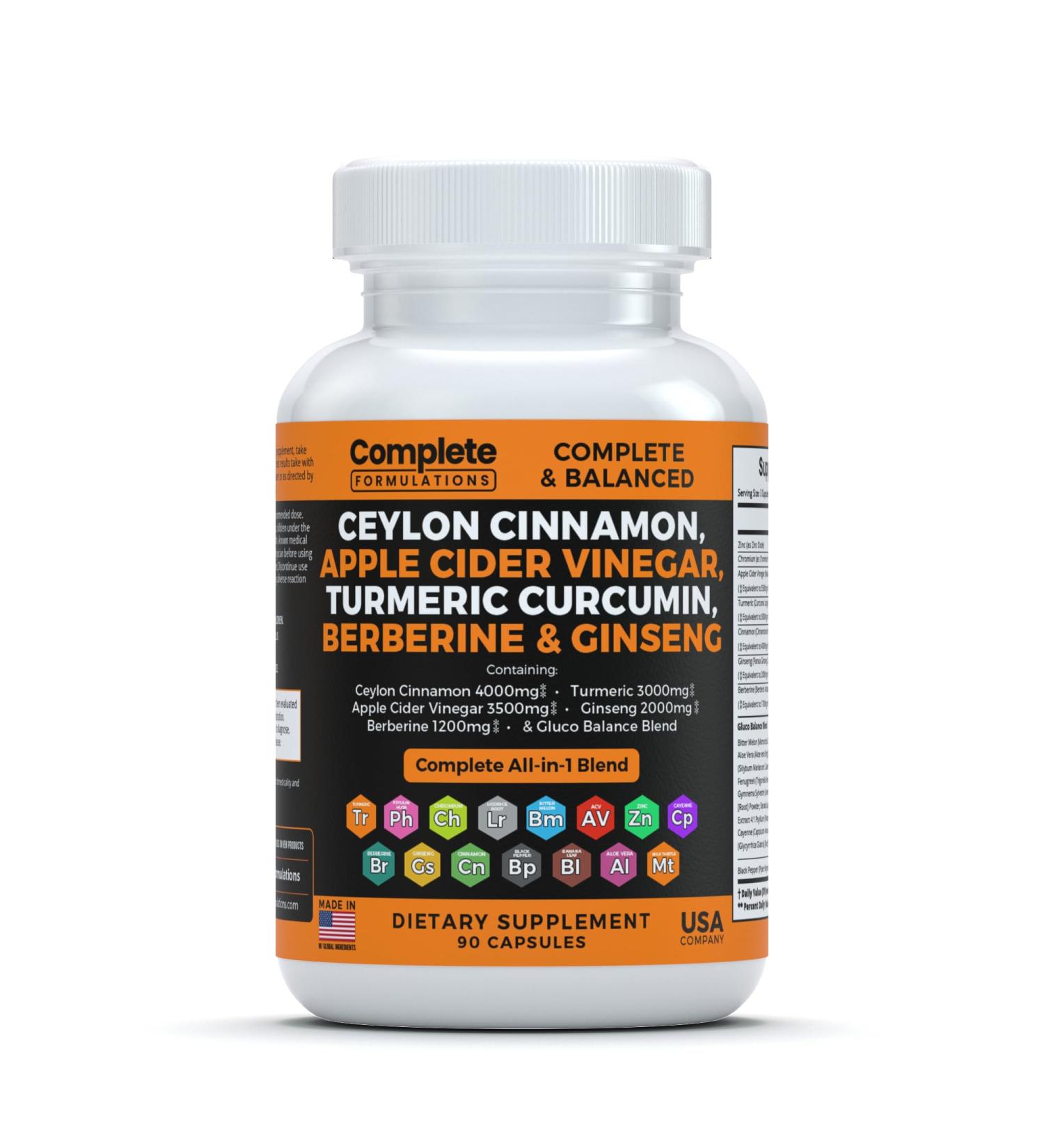Ceylon Cinnamon Capsules 4000mg with Berberine Turmeric Ginseng & More | Premium Health Supplement for Weight Loss & Wellness - International Shipping Available - Buy Online on GoSupps.com