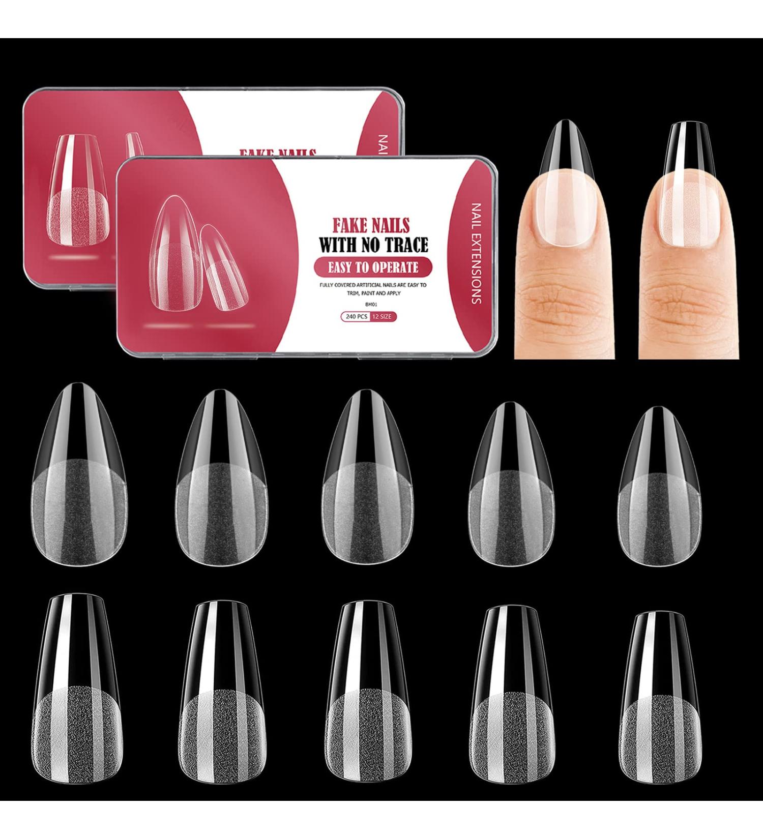 240 PCS Gel Nail Tips Set | Pre-Buffed Extensions Kit for Medium Coffin & Almond Nails - Buy Online on GoSupps.com