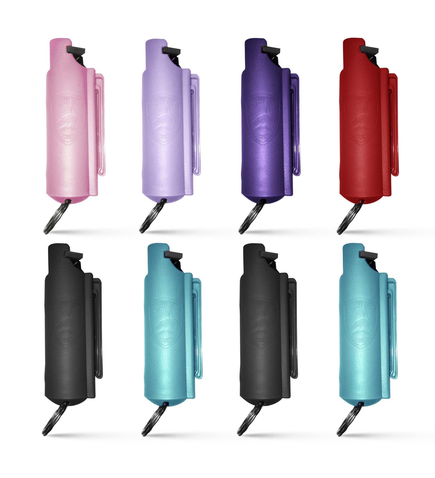 Quick Action Pepper Spray Keychain - Maximum Strength MC 1.44, Pepper Spray Range up to 16 ft, Made in USA by Guard Dog Light Pink/Lilac/Purple/Red/Teal/Black (8 Pack) - Buy Online on GoSupps.com