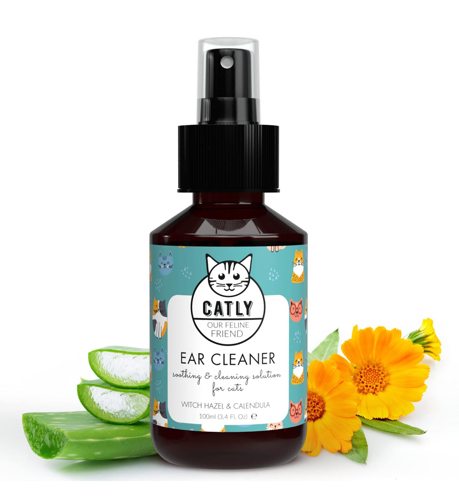 Catly Antibacterial spray Ear Cleaner | Cat ear cleaner and cat ear mite treatment | Camomile oil spray 100ml | Alternative to cat ear drops - Buy Online on GoSupps.com