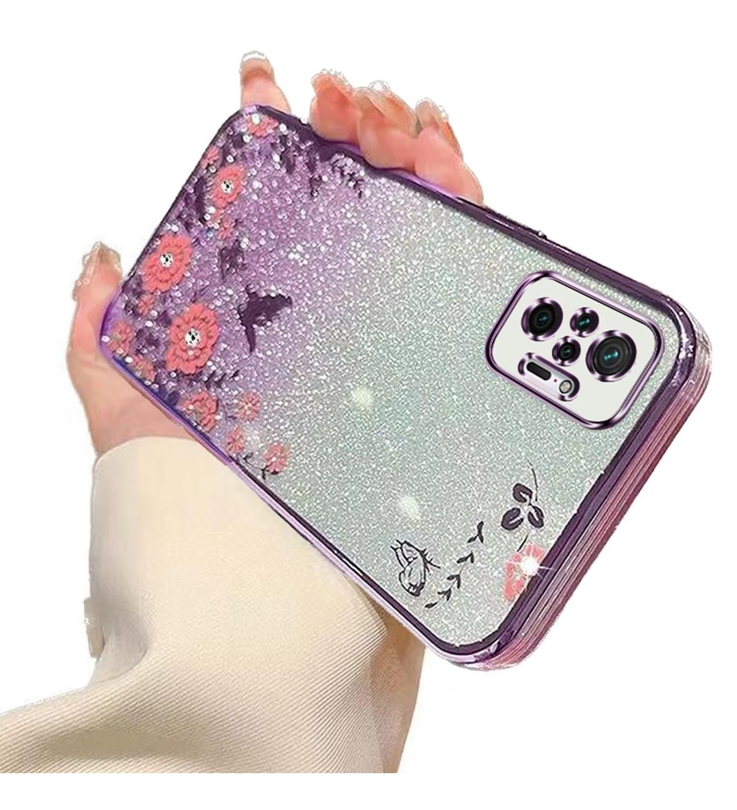 Buy Tivenfezk Nadoli Glitter Diamond Case for Xiaomi Redmi Note 10 Pro - Sparkle Flower Butterfly Soft Silicone Protective Cover - Buy Online on GoSupps.com