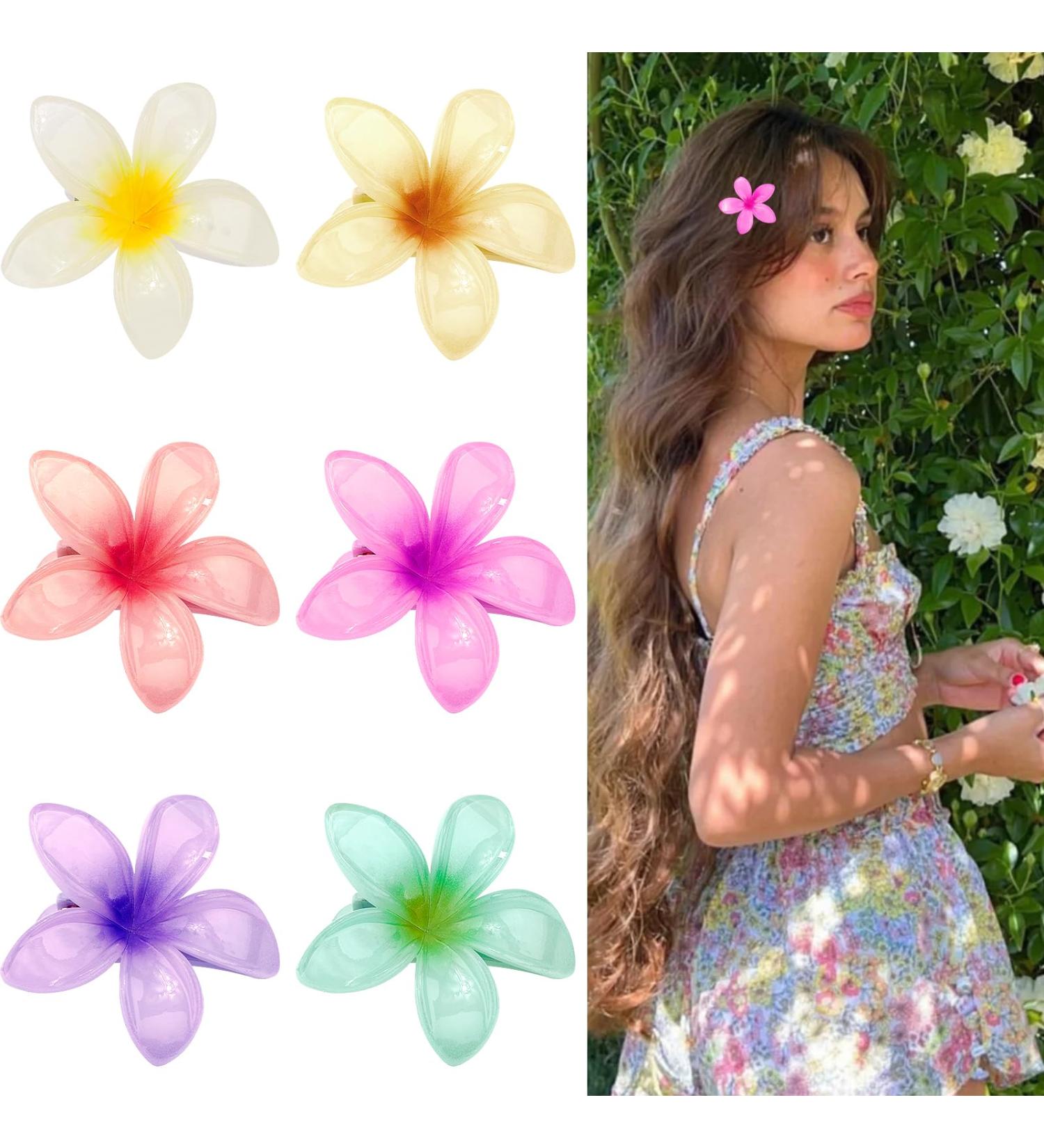 REYIN-CHHN Small Flower Hair Clips for Girls 1.8 inch Hawaiian Plumeria Flower Hair Clips For Women Frangipani Flower Clips Cute Hair Accessories Luau Tropical Party Decoration - Buy Online on GoSupps.com