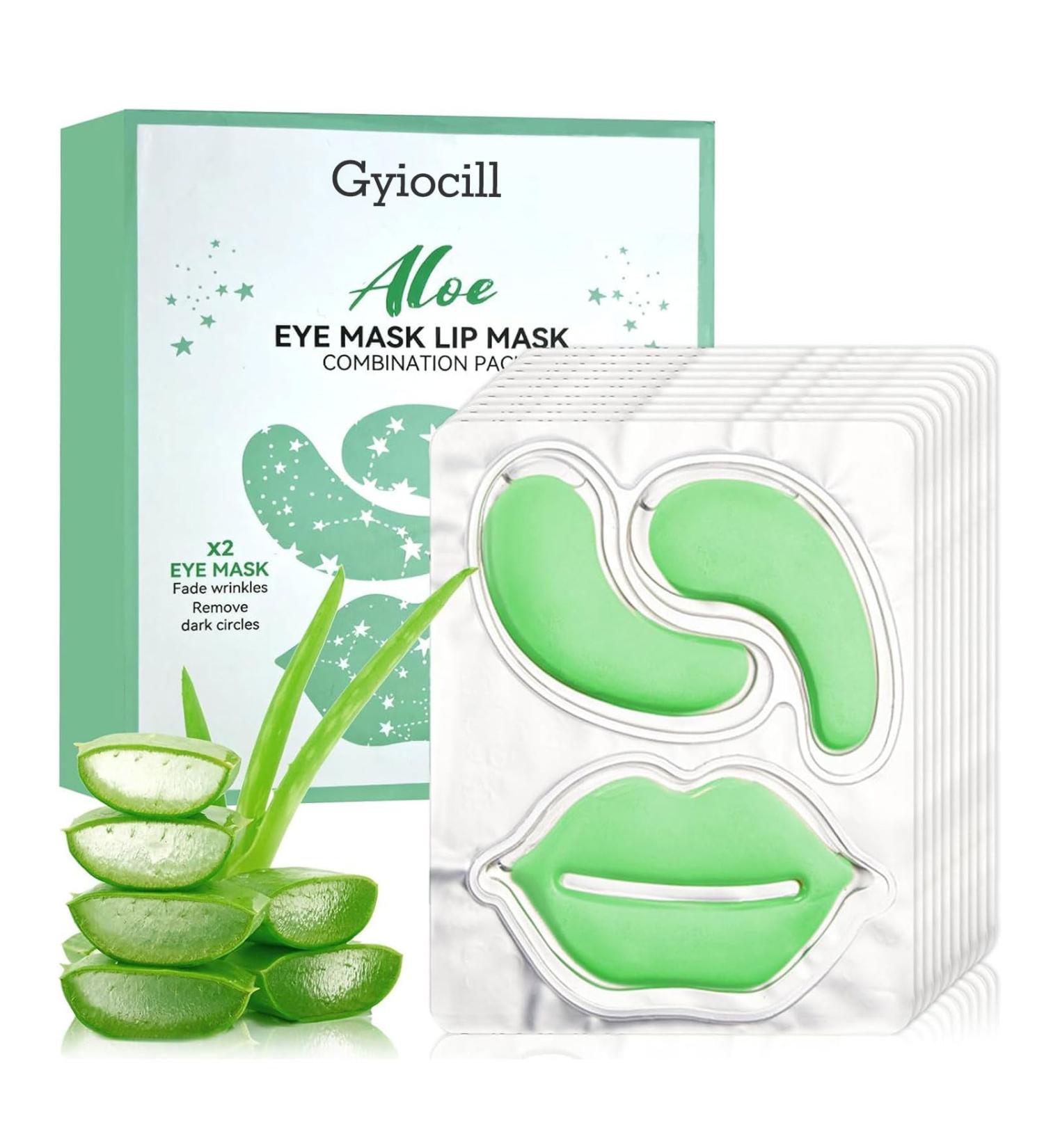  Gyiocill Eye pads and lip mask with aloe vera (anti-aging pads against wrinkles puffiness and swelling Refreshing eye serum for the eye contour Ideal - Buy Online on GoSupps.com
