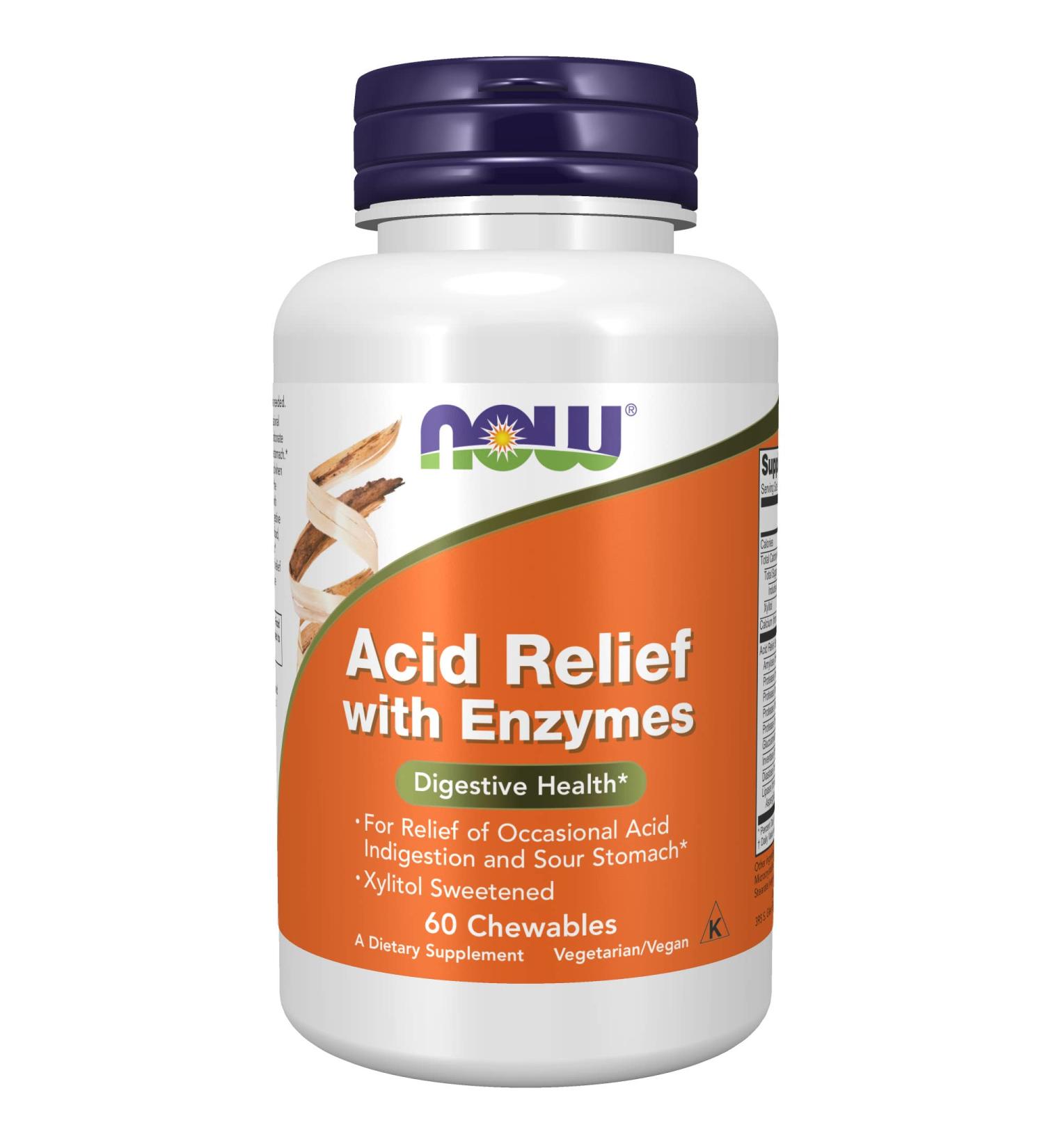 Now Foods Acid Relief with Enzymes â€“ 60 Chewables for Digestive Support - Buy Online on GoSupps.com