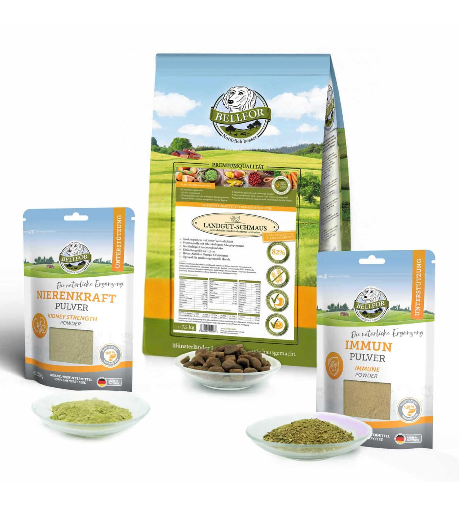Bellfor Hypoallergenic Economy Kit No. 7 - Landgut-Schmaus 7.5 kg + Kidney Strengthening Powder 250g + Coating Powder 250g - Buy Online on GoSupps.com