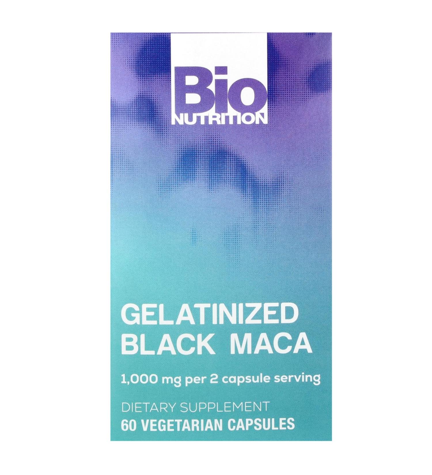 Bio Nutrition Gelatinized Black Maca - 1000 mg | 60 Vegetarian Capsules | Enhances Energy & Vitality - Buy Online on GoSupps.com