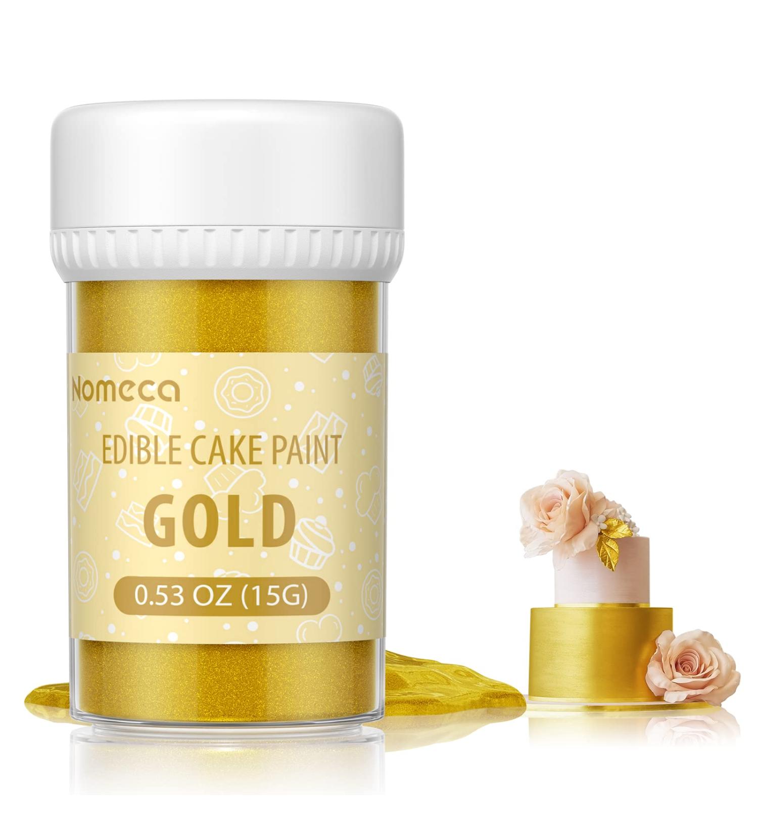 Nomeca Edible Cake Paint - Food Grade Metallic Gold 15g for Decorating Fondant, Gumpaste, Chocolate & More - Buy Online on GoSupps.com