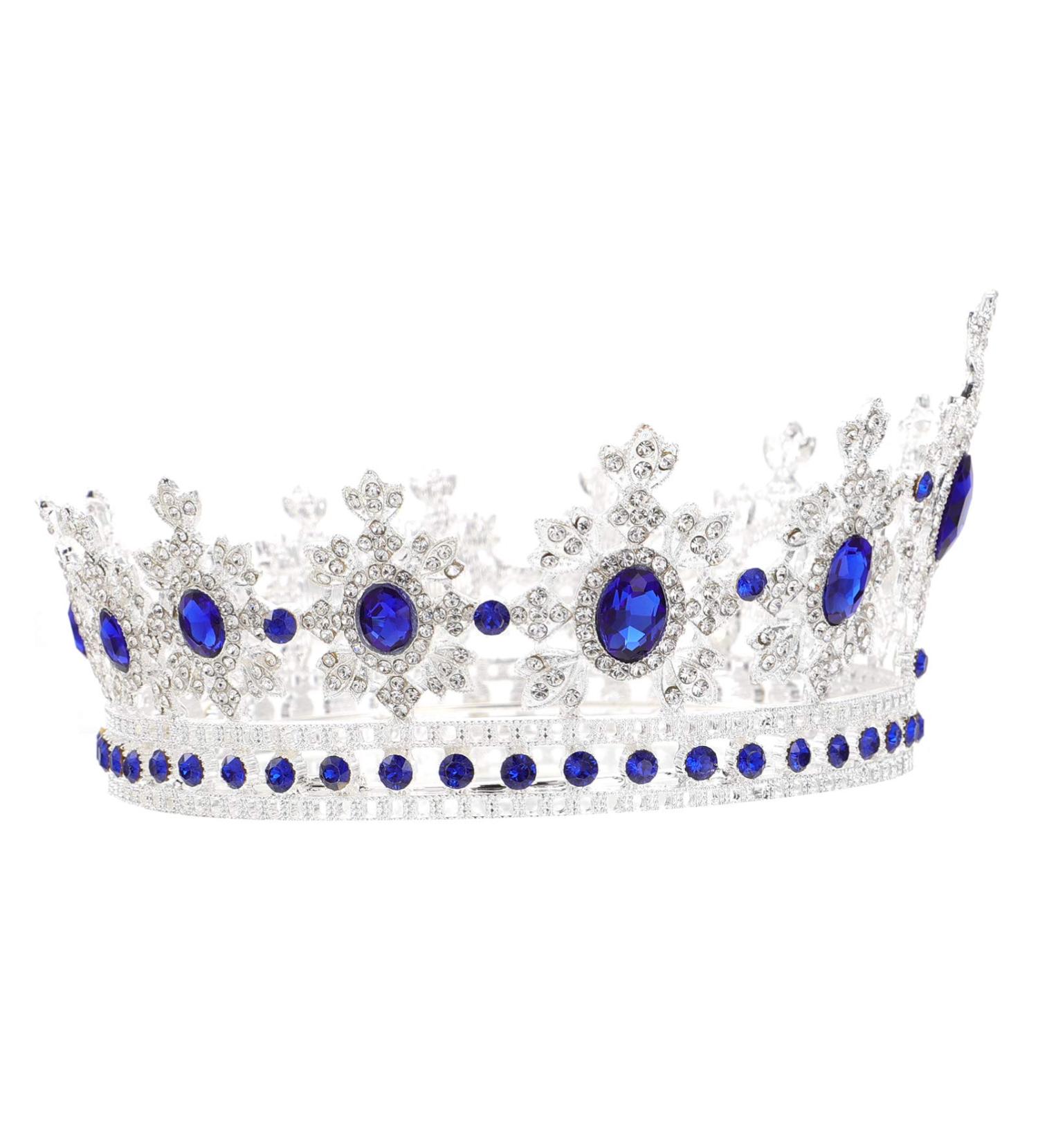Beaupretty Baroque Bride Crown - Blue Silver Rhinestone Queen Tiara for Wedding - Buy Online on GoSupps.com