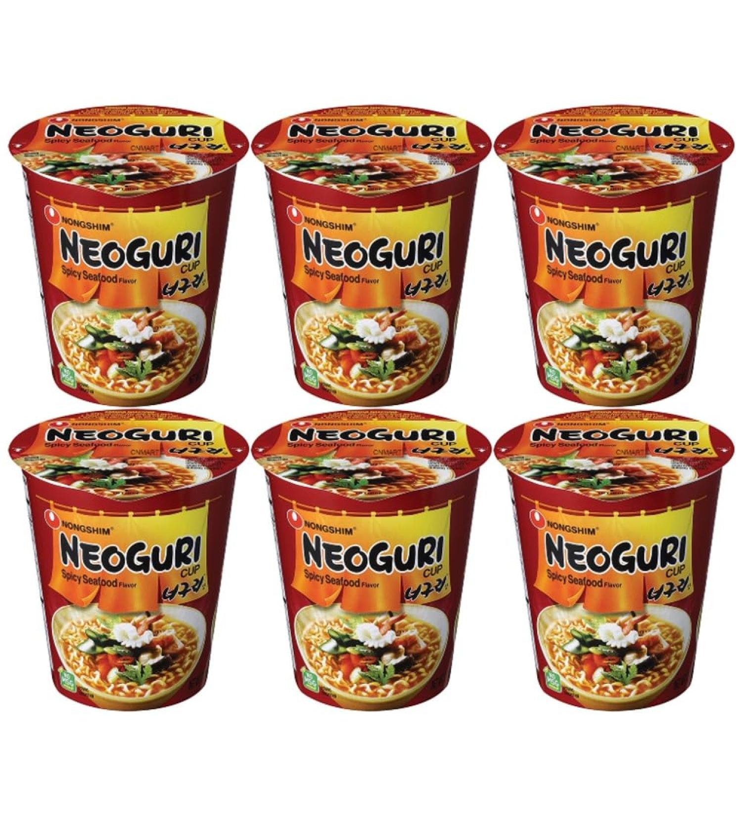 CNMART Nongshim Neoguri Hot Spicy Seafood Flavour Instant Noodle Cup 62g (Pack of 6) - Buy Online on GoSupps.com